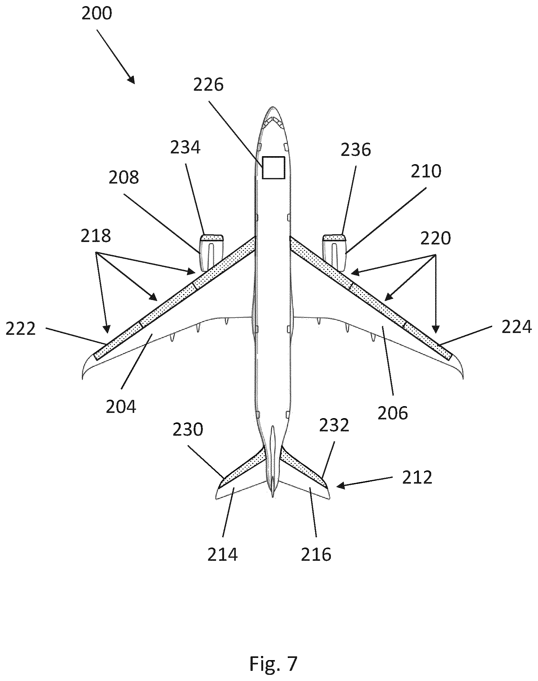 Patent US12129018 Figure 7 – Active drag control system for an aircraft