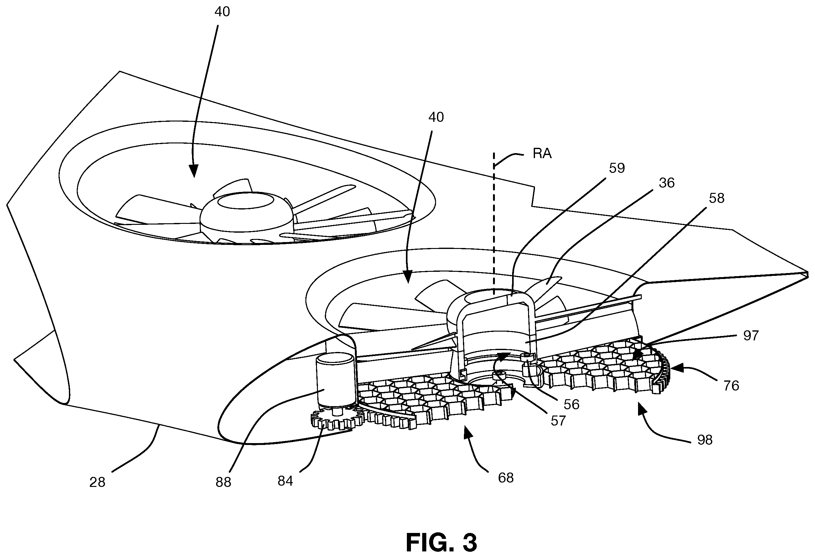 Patent US12129019 Figure 4 – Aircraft and flow guide system having a flow guide structure