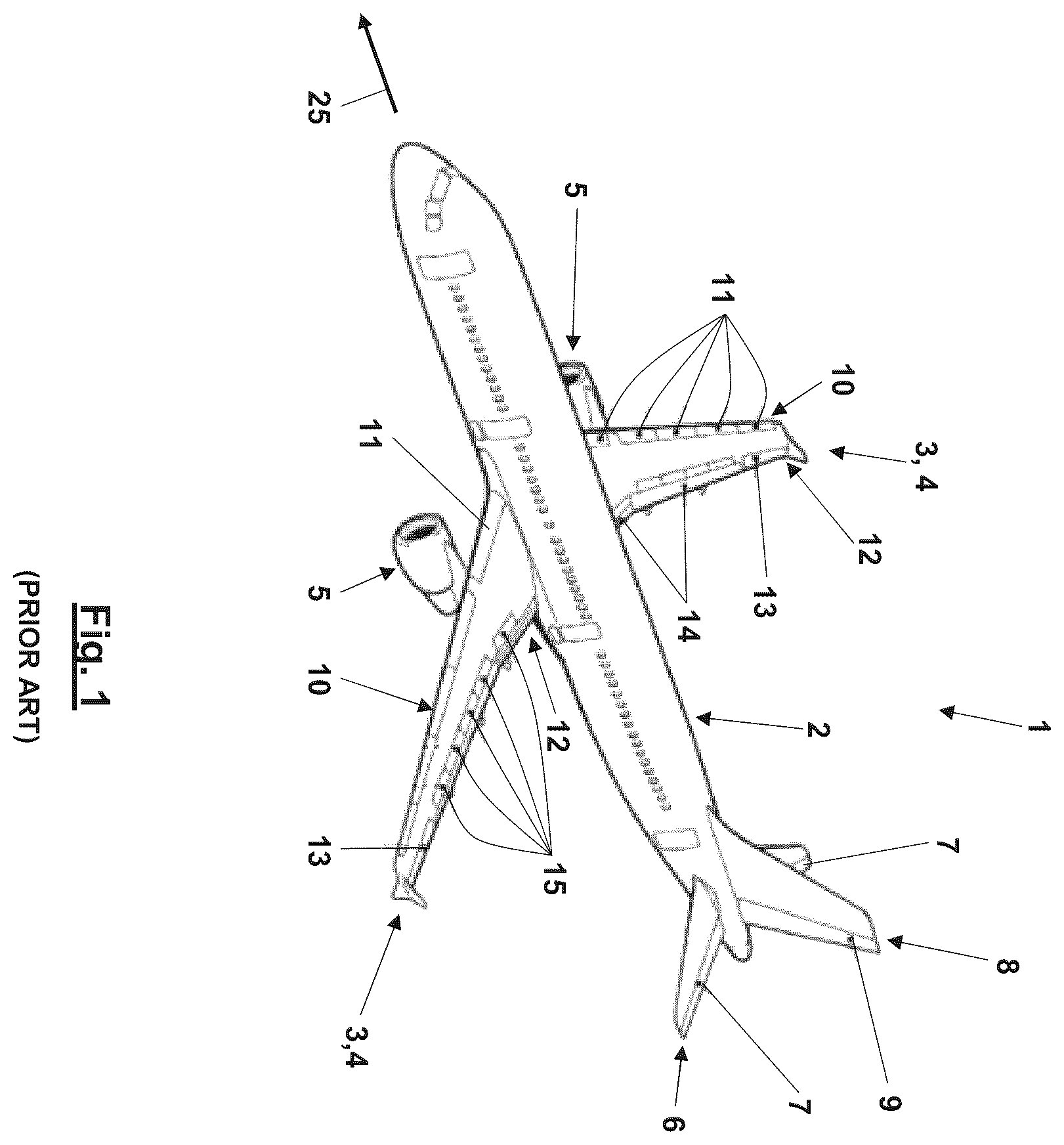 Patent US12129028 Figure 1 – Method and device for expanding the flight envelope of a commercial aircraft