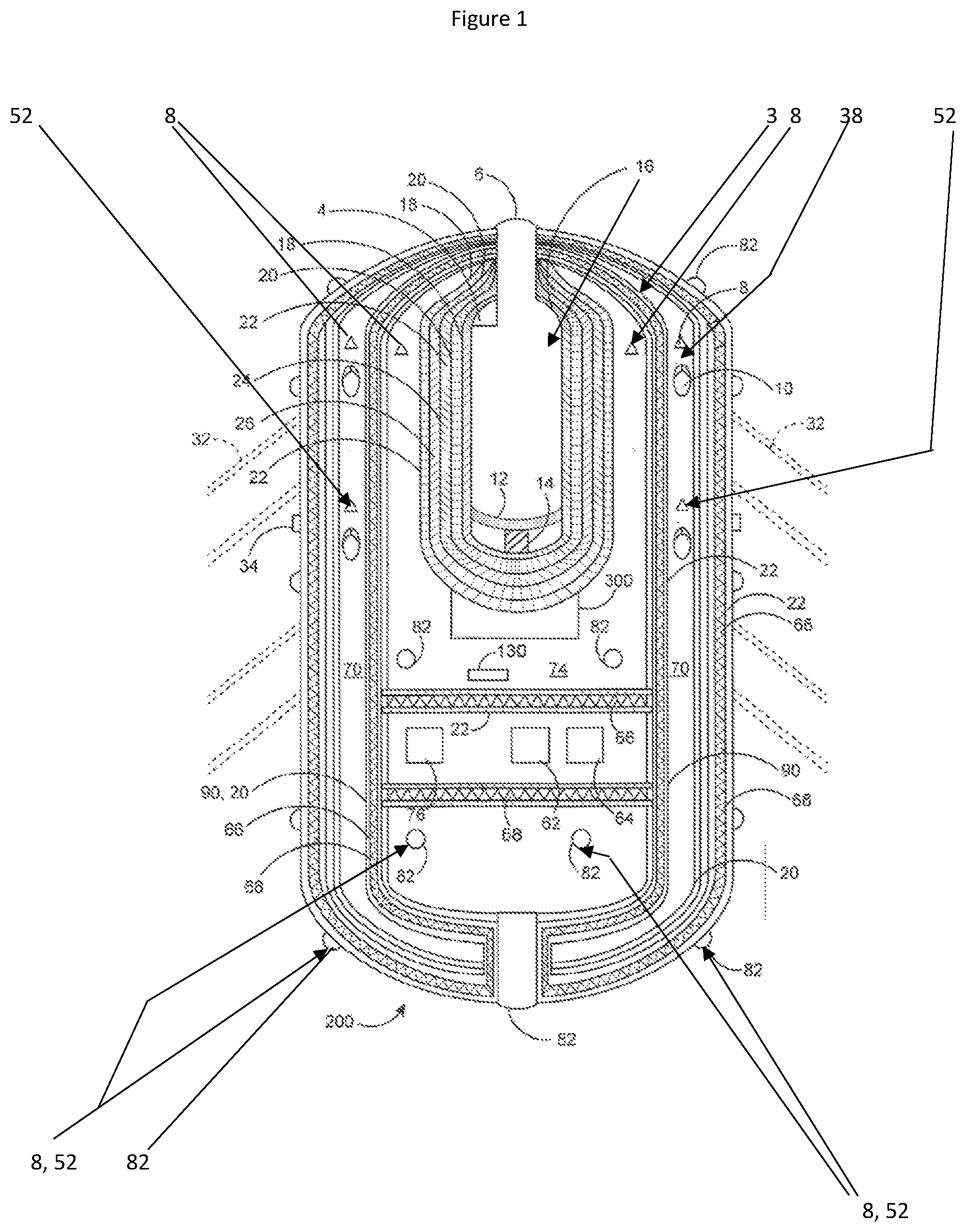 Patent US12129030 Figure 1 – Fire resistant aerial vehicle for suppressing widespread fires