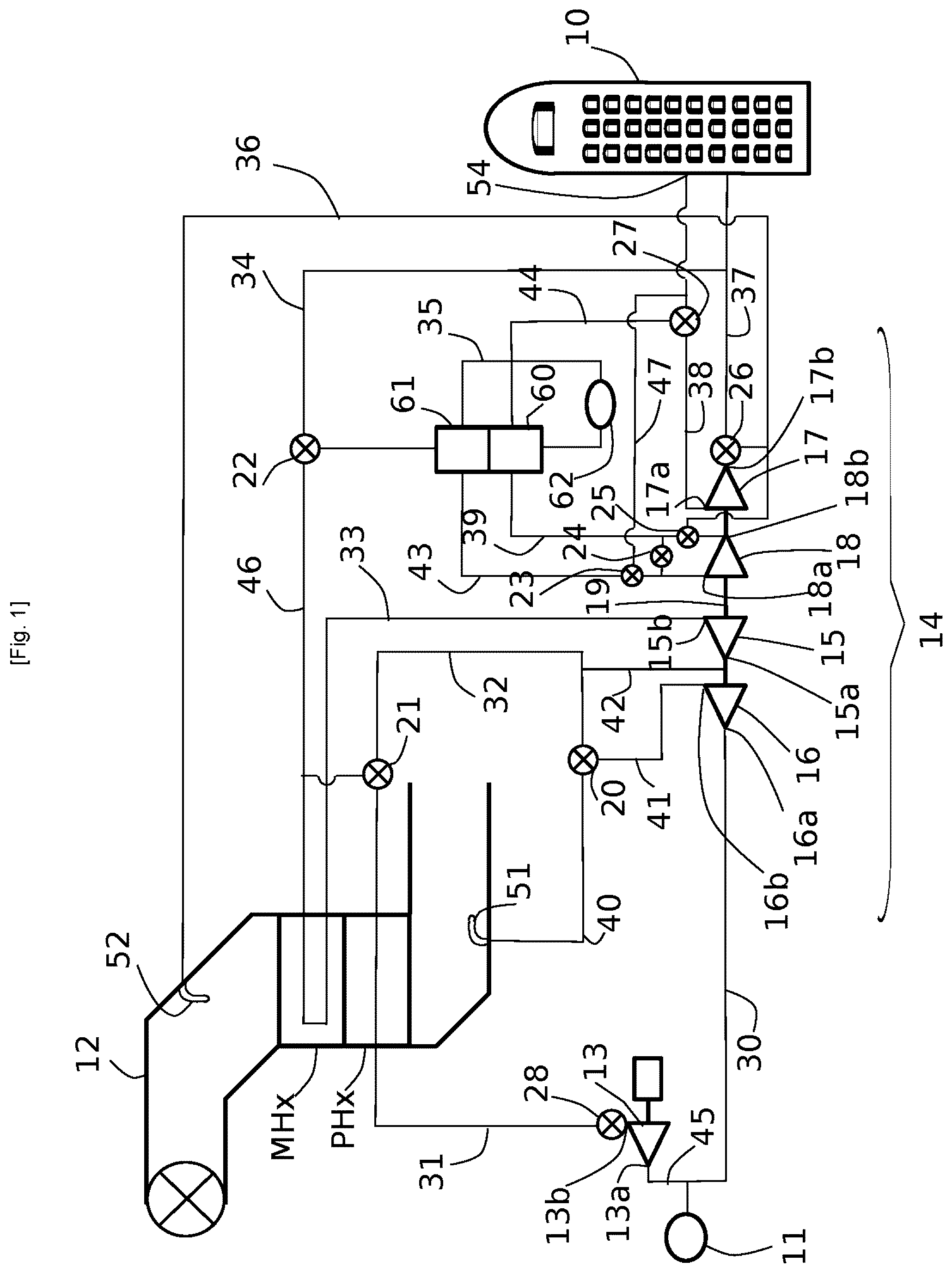 Patent US12129035 Figure 1 – Aircraft cabin electrical air conditioning system comprising a motorized compressor and an air cycle turbomachine