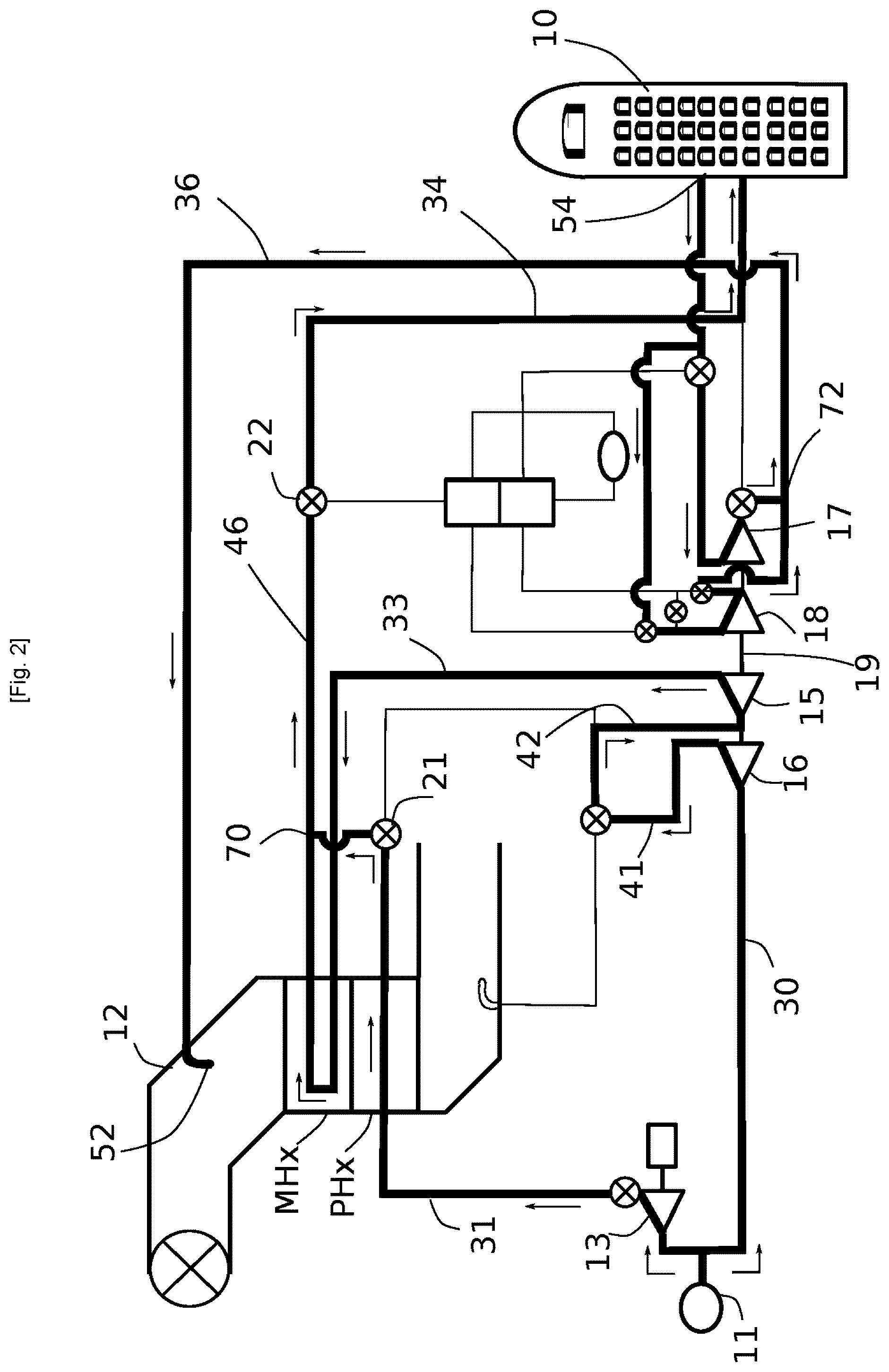 Patent US12129035 Figure 2 – Aircraft cabin electrical air conditioning system comprising a motorized compressor and an air cycle turbomachine