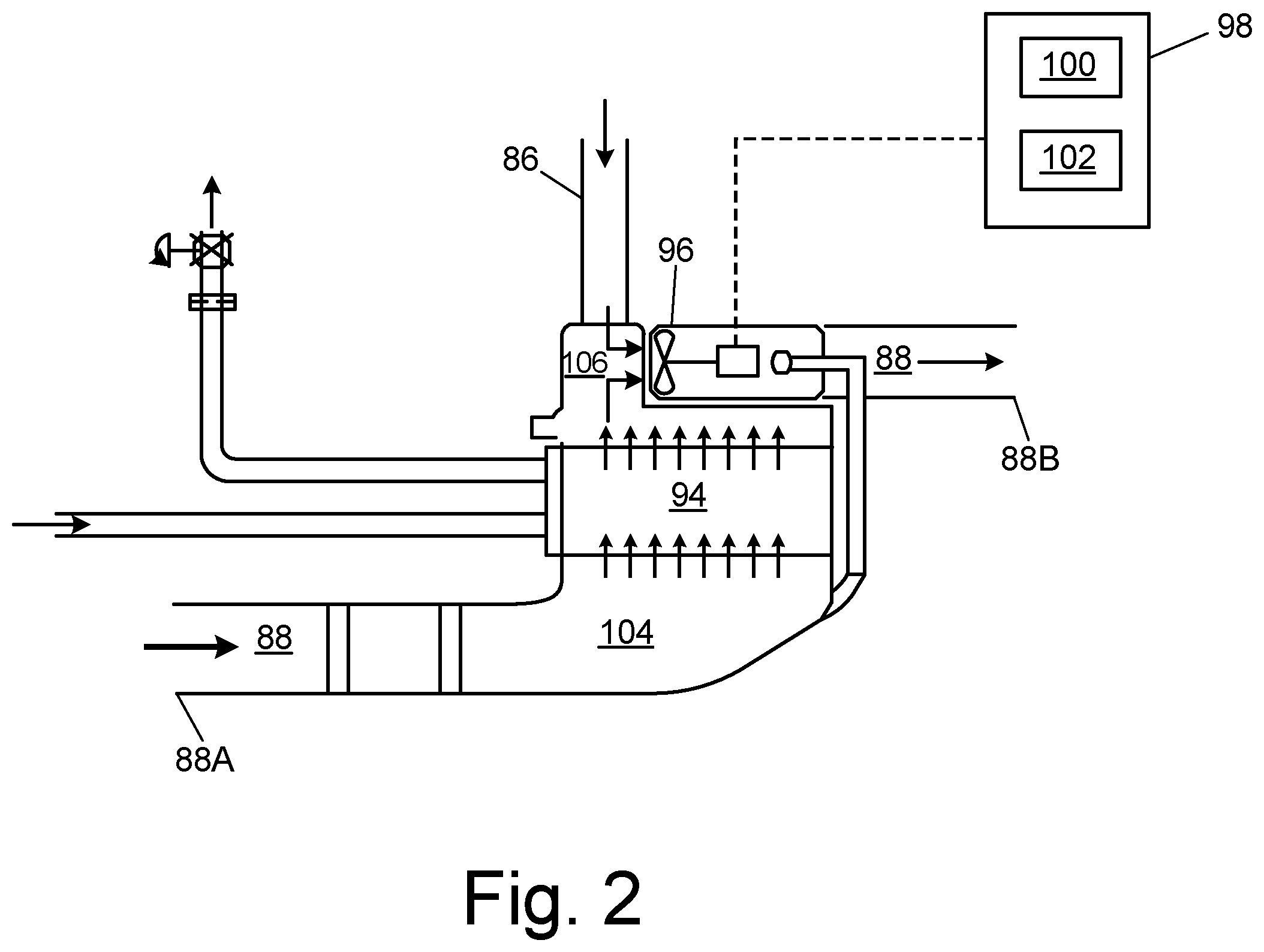 Patent US12129036 Figure 2 – Component cooling and cooling air flow generation from remote heat exchanger