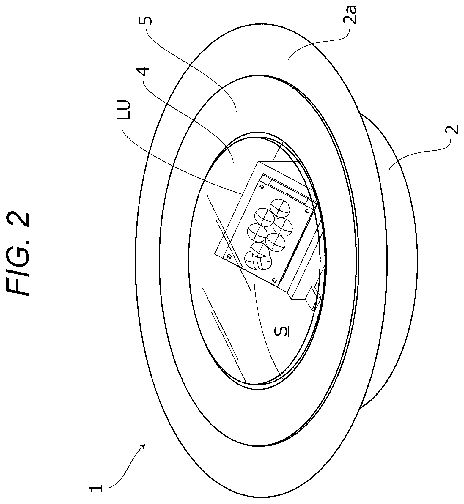 Patent US12129047 Figure 2 – Aircraft lighting unit with lens that splits light of single light-emitting element in different directions