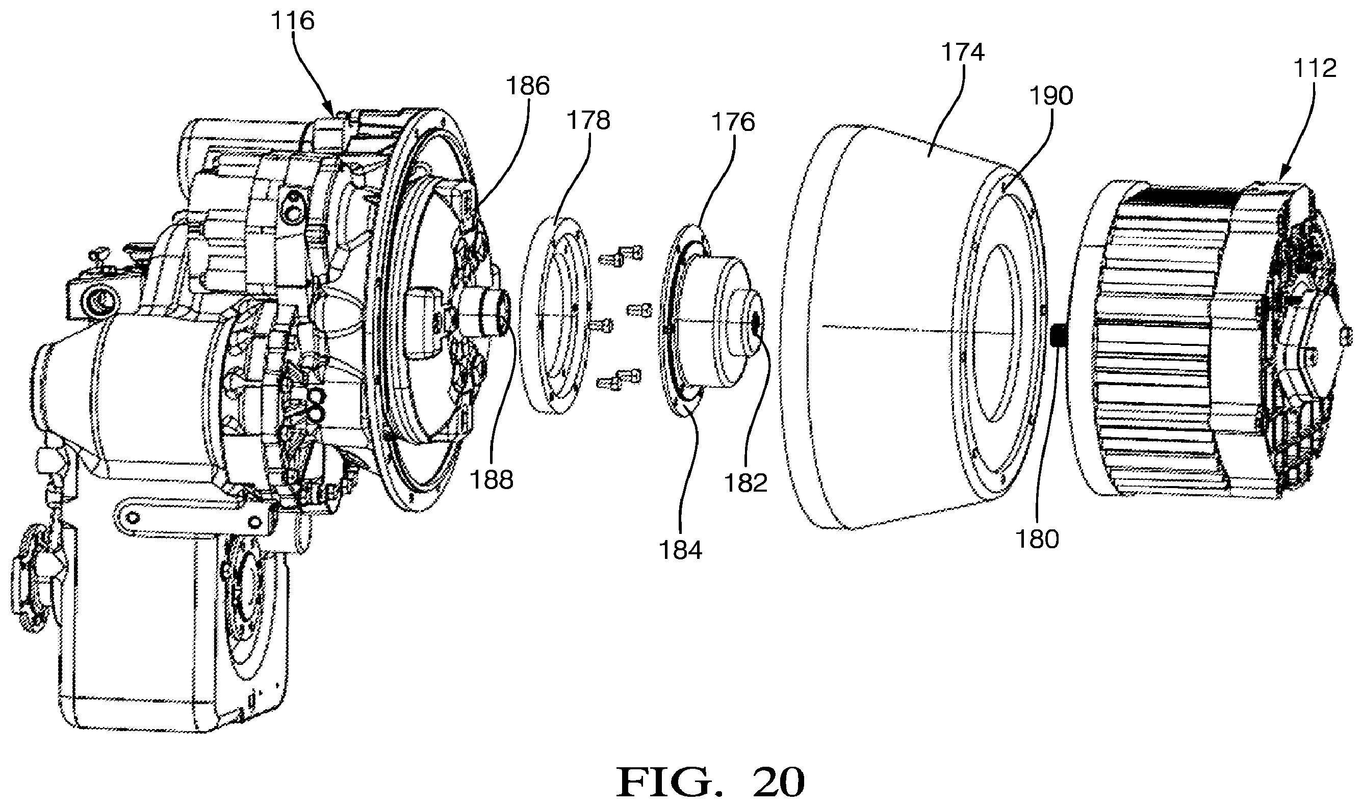 Patent US12129049 Figure 14 – Transmission arrangement for an electric pushback vehicle