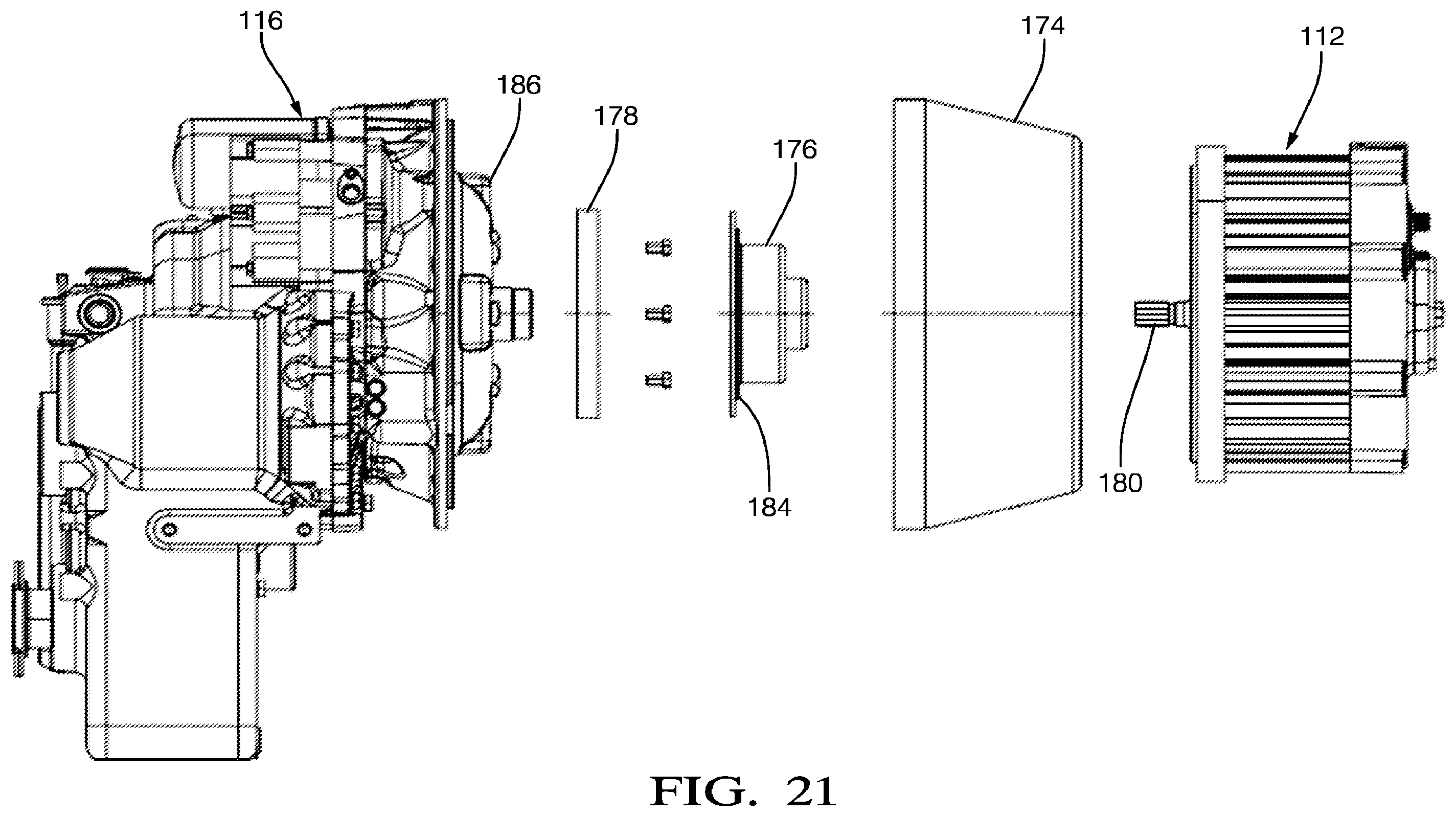 Patent US12129049 Figure 15 – Transmission arrangement for an electric pushback vehicle