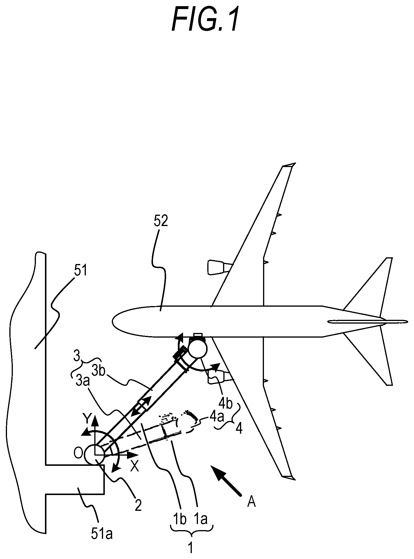 Patent US12129050 Figure 1 – Passenger boarding bridge having approach control function