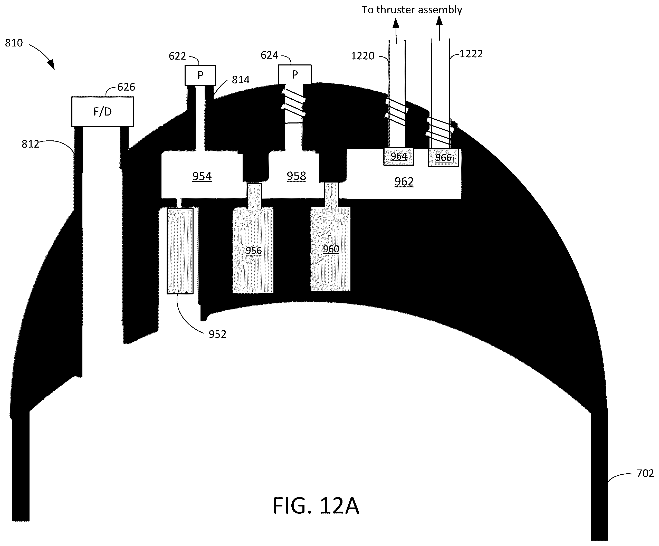 Patent US12129053 Figure 11 – Satellite propellant tank with integrated regulation