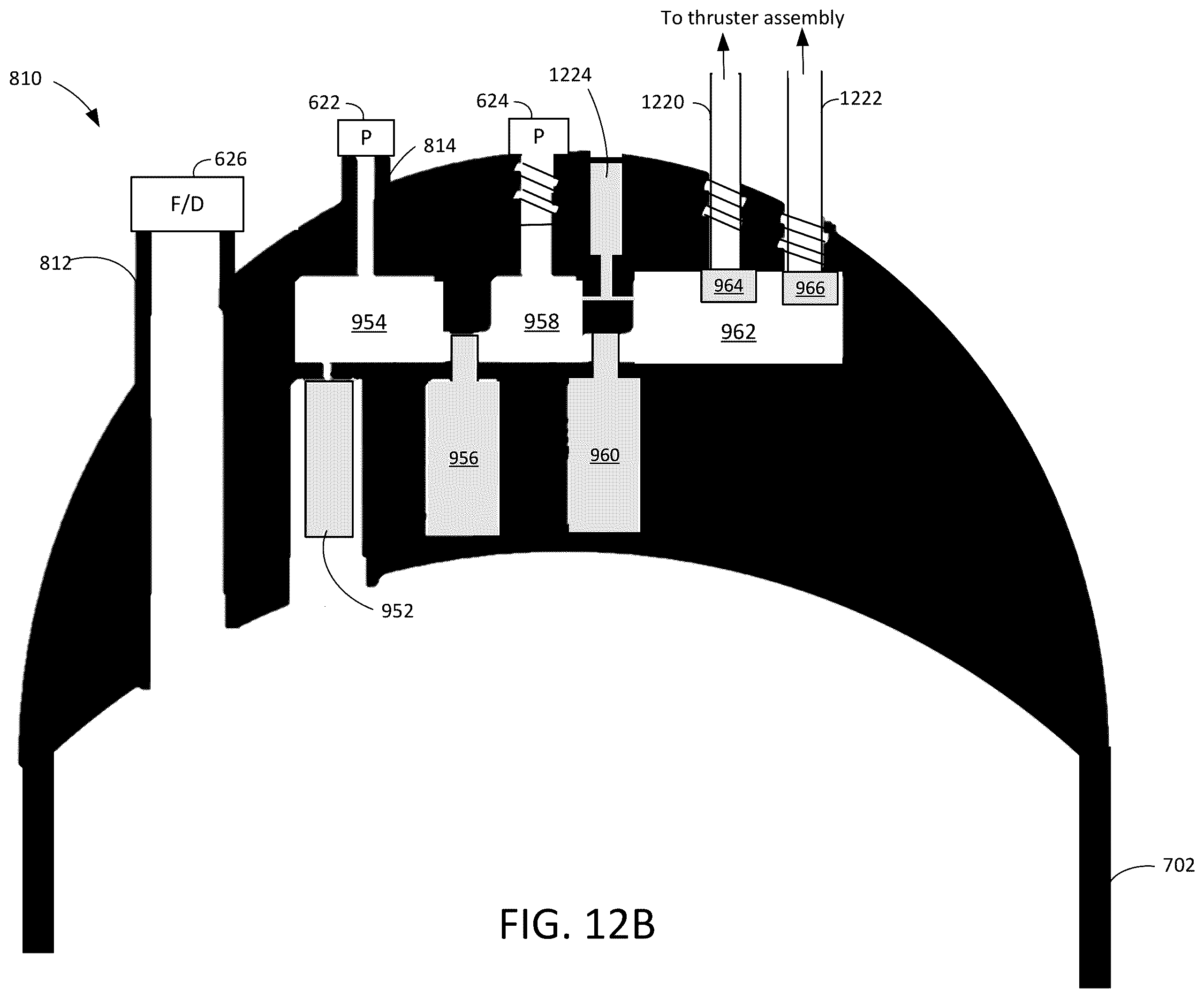 Patent US12129053 Figure 12 – Satellite propellant tank with integrated regulation
