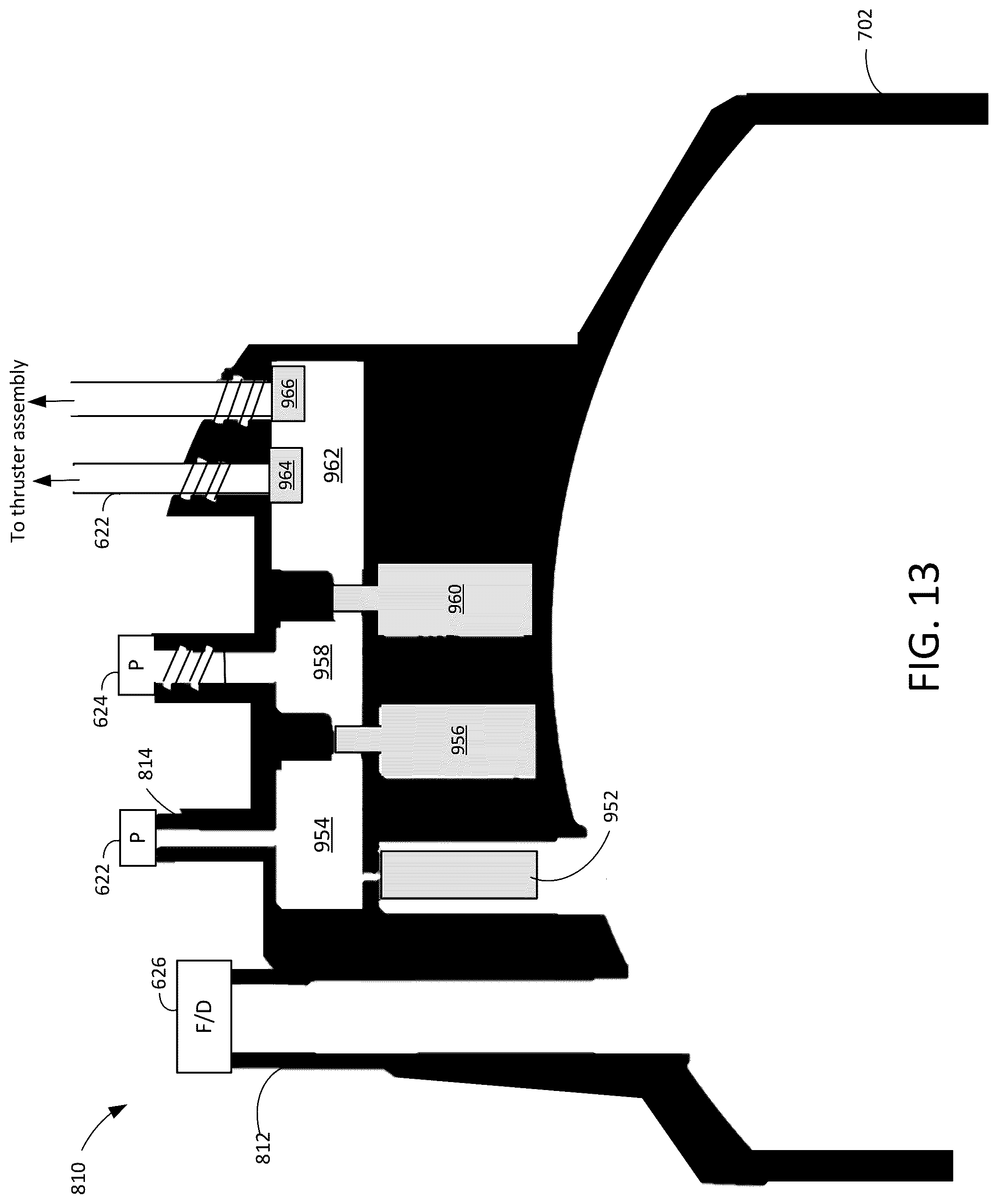 Patent US12129053 Figure 13 – Satellite propellant tank with integrated regulation