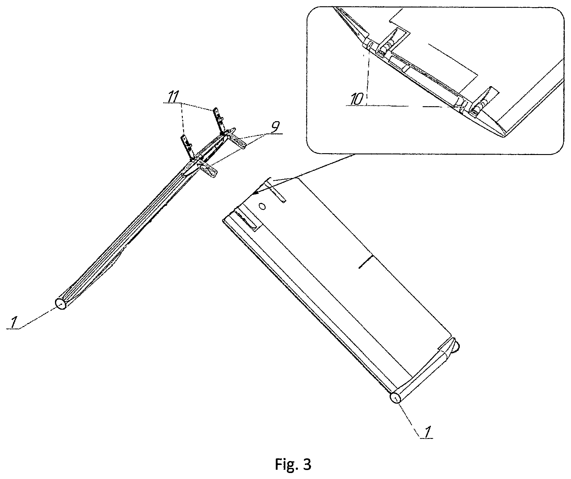 Patent US12129057 Figure 2 – UAV structural elements quick release fastening system
