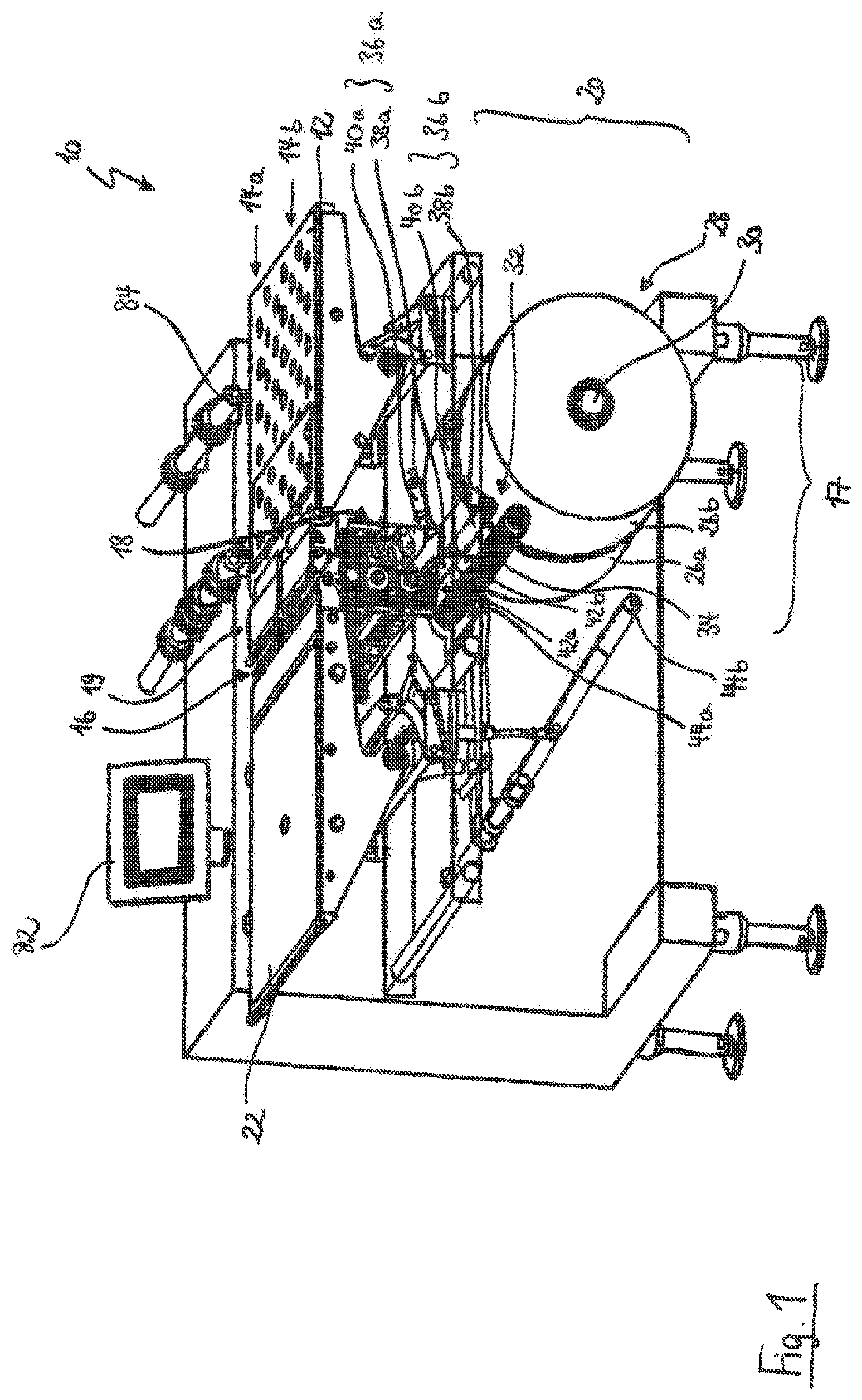 Patent US12129059 Figure 1 – Apparatus for the track individual provision of sheet material for placing underneath