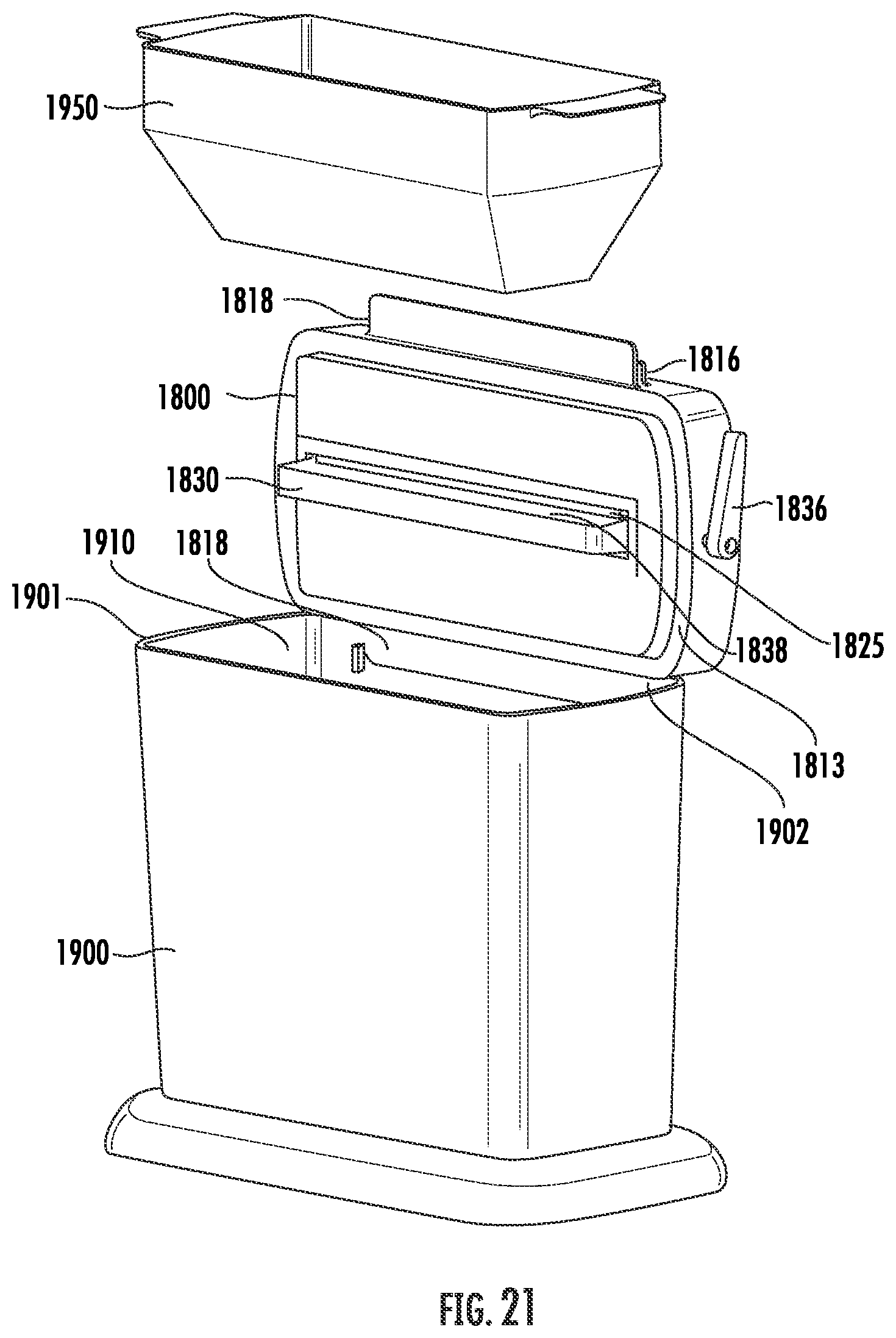 Patent US12129061 Figure 19 – Vacuum chamber for sealing storage bags and accessories therefor