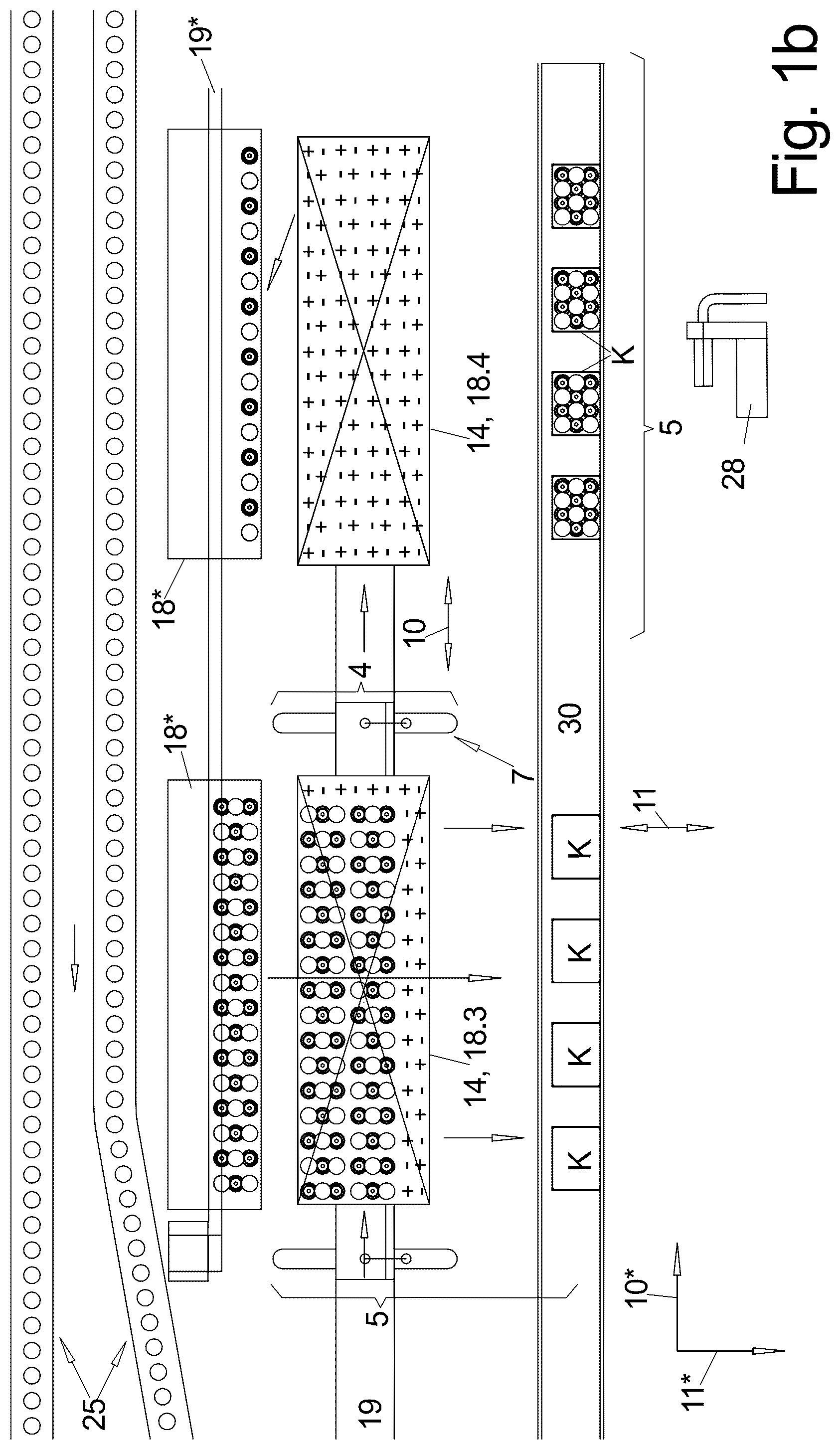 Patent US12129062 Figure 3 – Packaging machine with a grouping device and method for producing single-layer groups of partially overlapping products