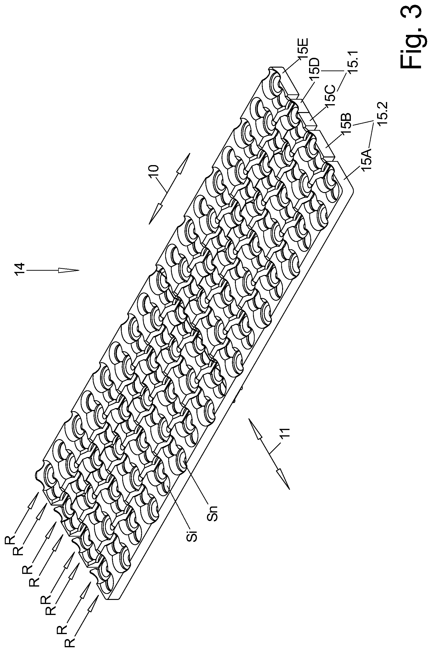Patent US12129062 Figure 6 – Packaging machine with a grouping device and method for producing single-layer groups of partially overlapping products