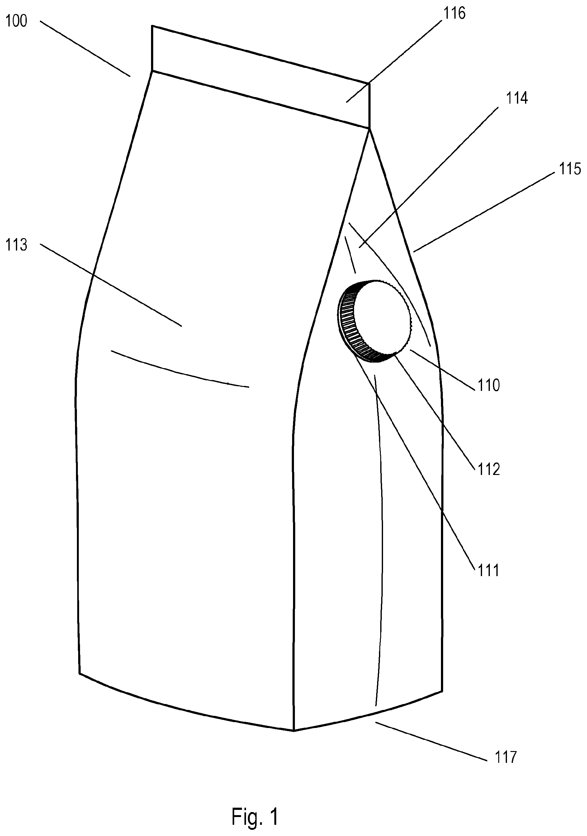 Patent US12129069 Figure 1 – System and method for producing packages provided with a reversible closing system