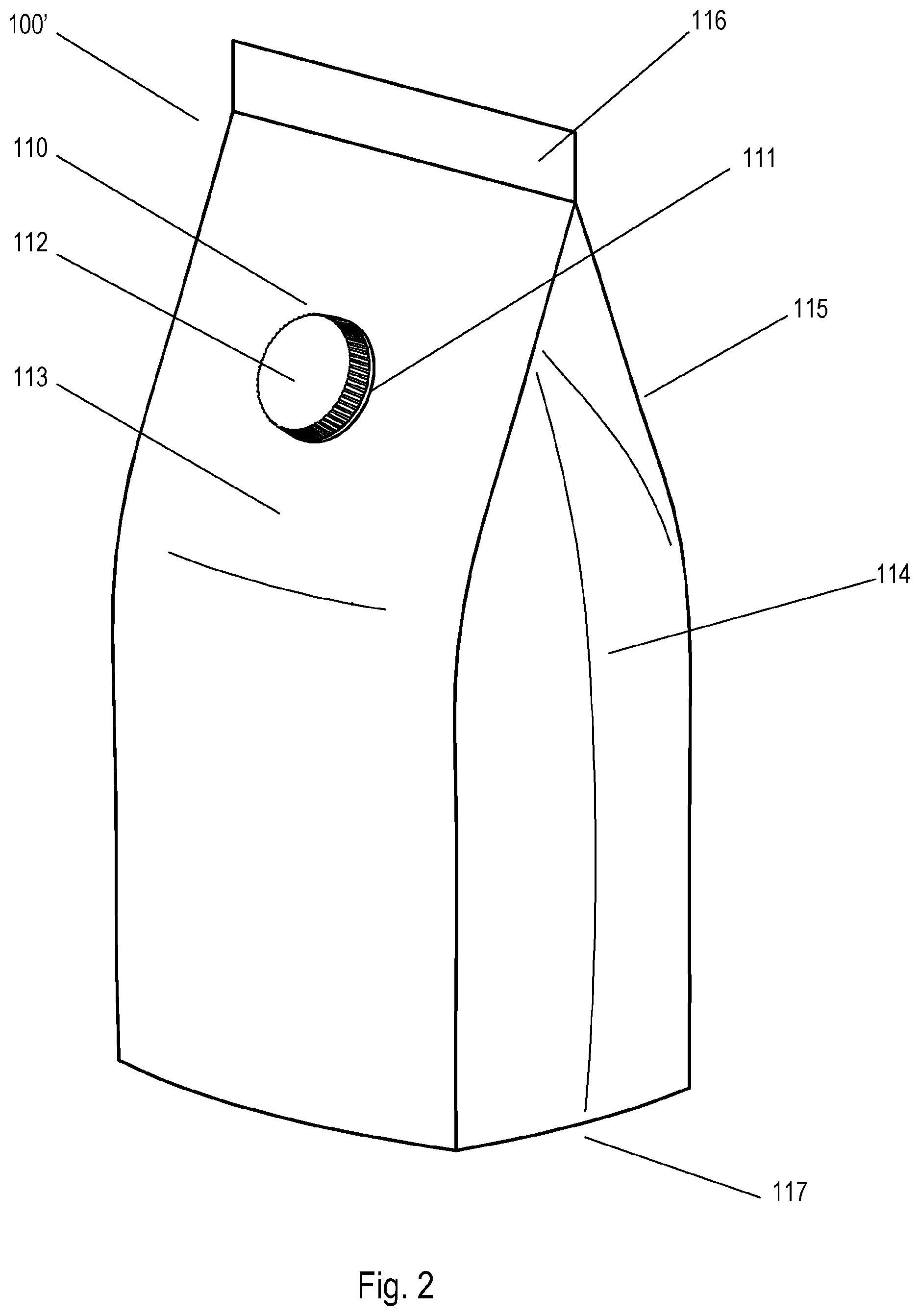 Patent US12129069 Figure 2 – System and method for producing packages provided with a reversible closing system