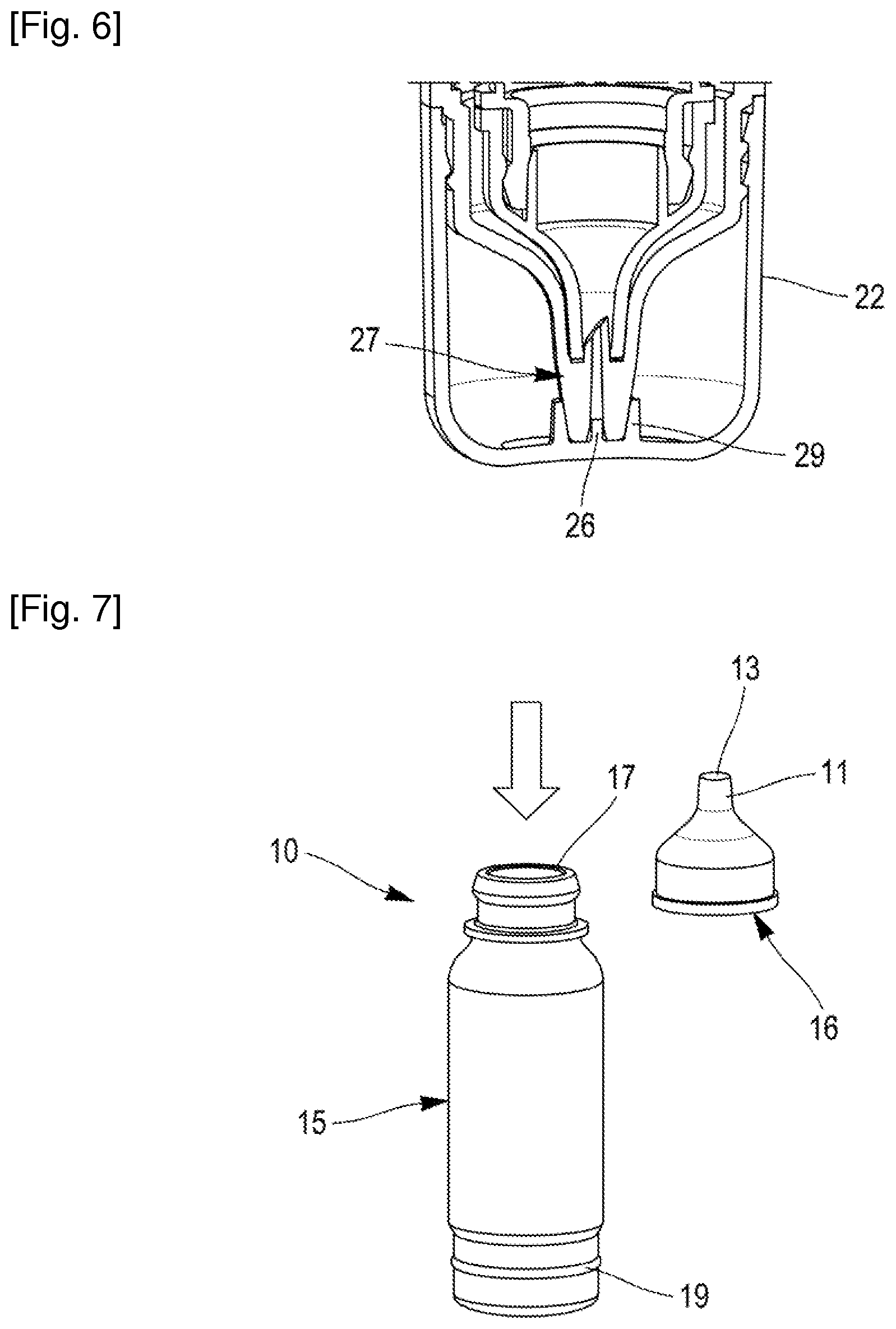 Patent US12129073 Figure 4 – Assembly composed of a container for a fluid and a dispenser packaging