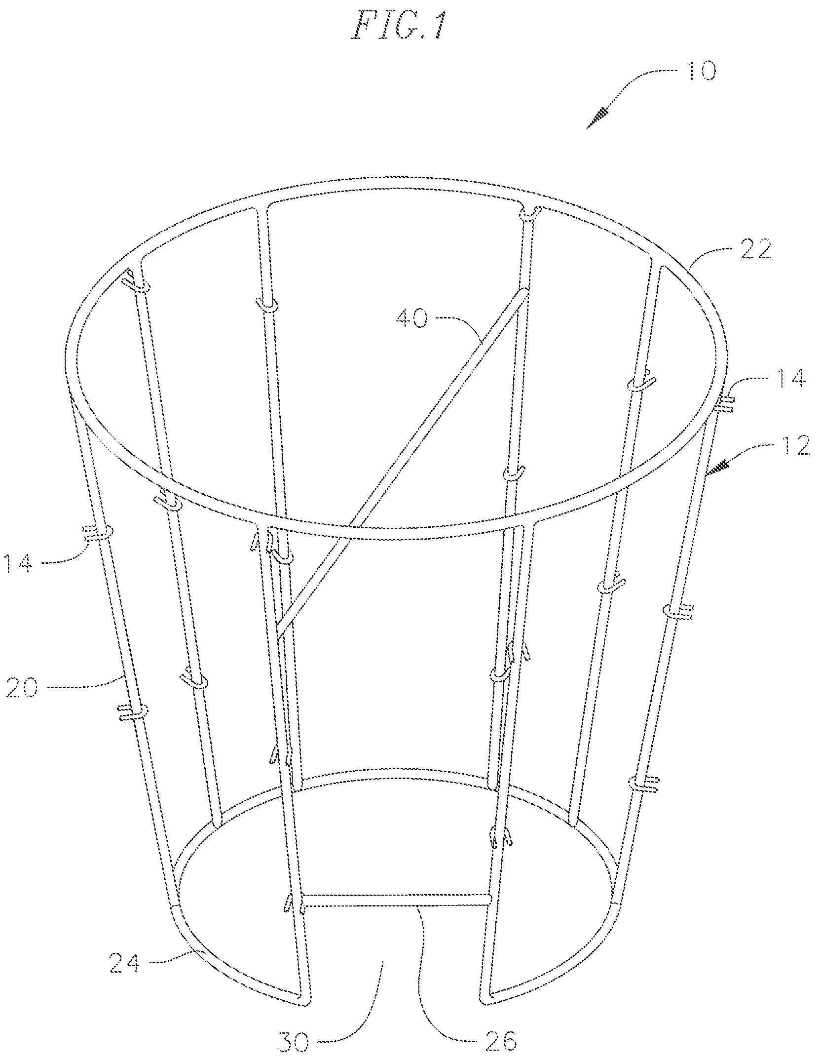 Patent US12129077 Figure 1 – Apparatus and method for holding objects in a container