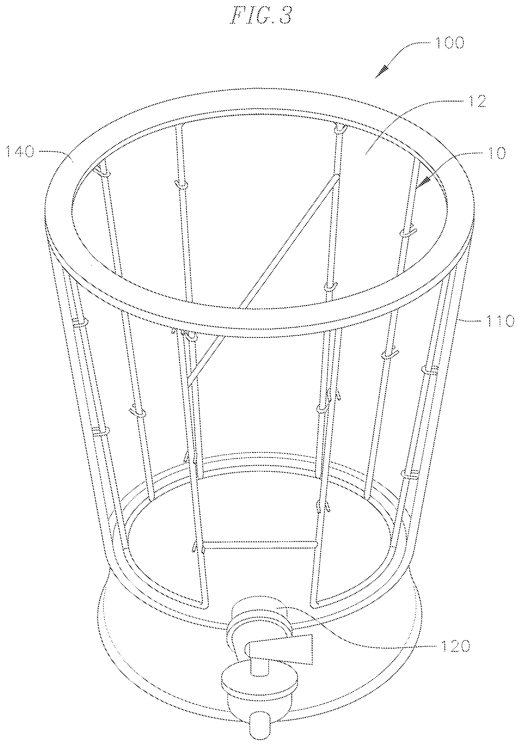 Patent US12129077 Figure 3 – Apparatus and method for holding objects in a container