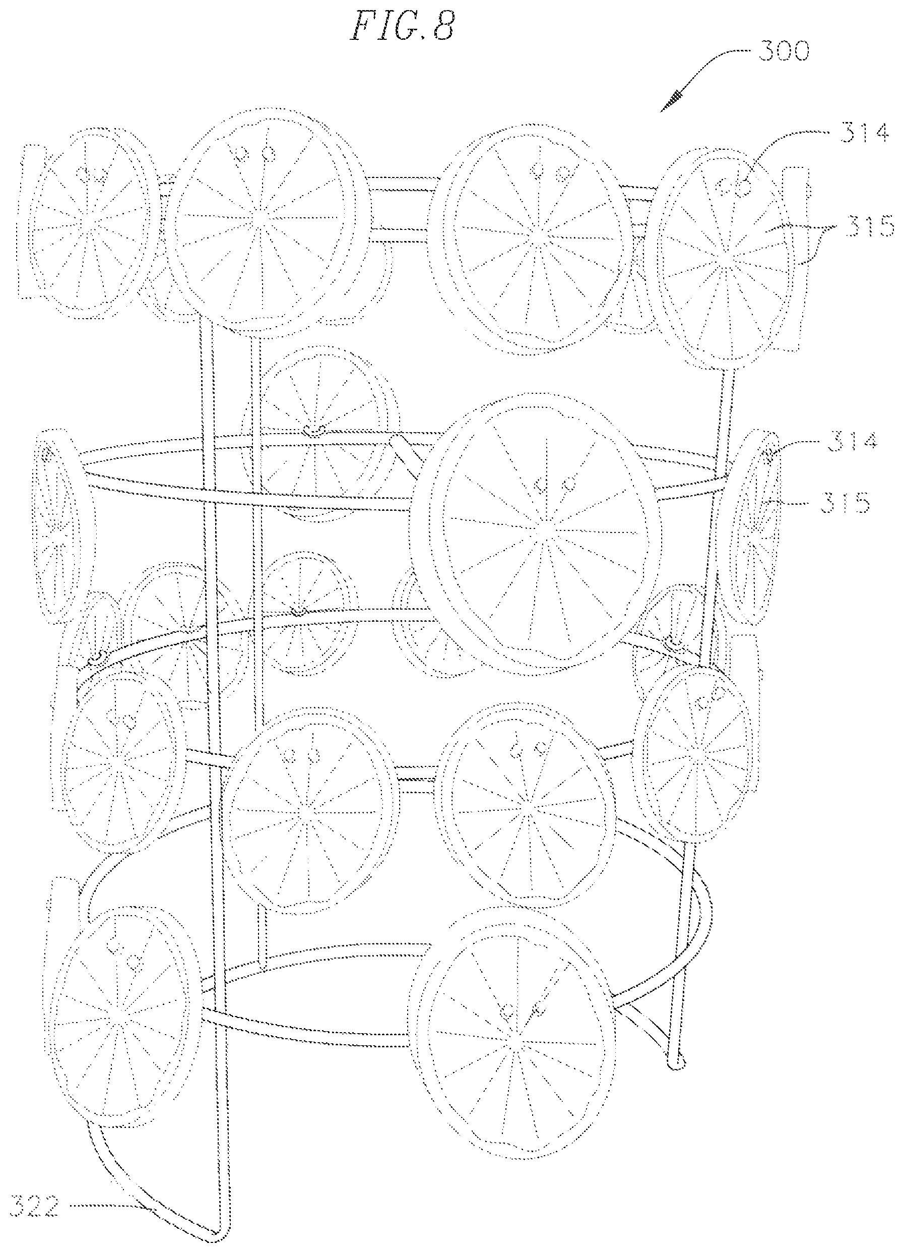 Patent US12129077 Figure 8 – Apparatus and method for holding objects in a container
