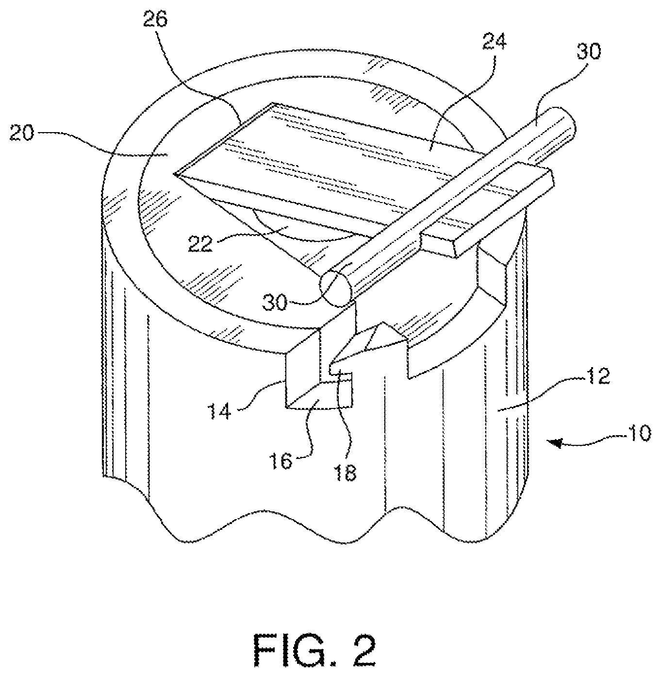 Patent US12129080 Figure 2 – Tab release child safety feature