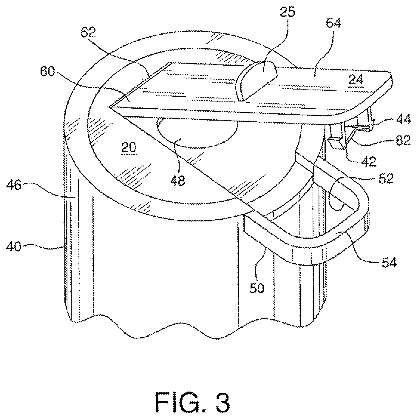 Patent US12129080 Figure 3 – Tab release child safety feature