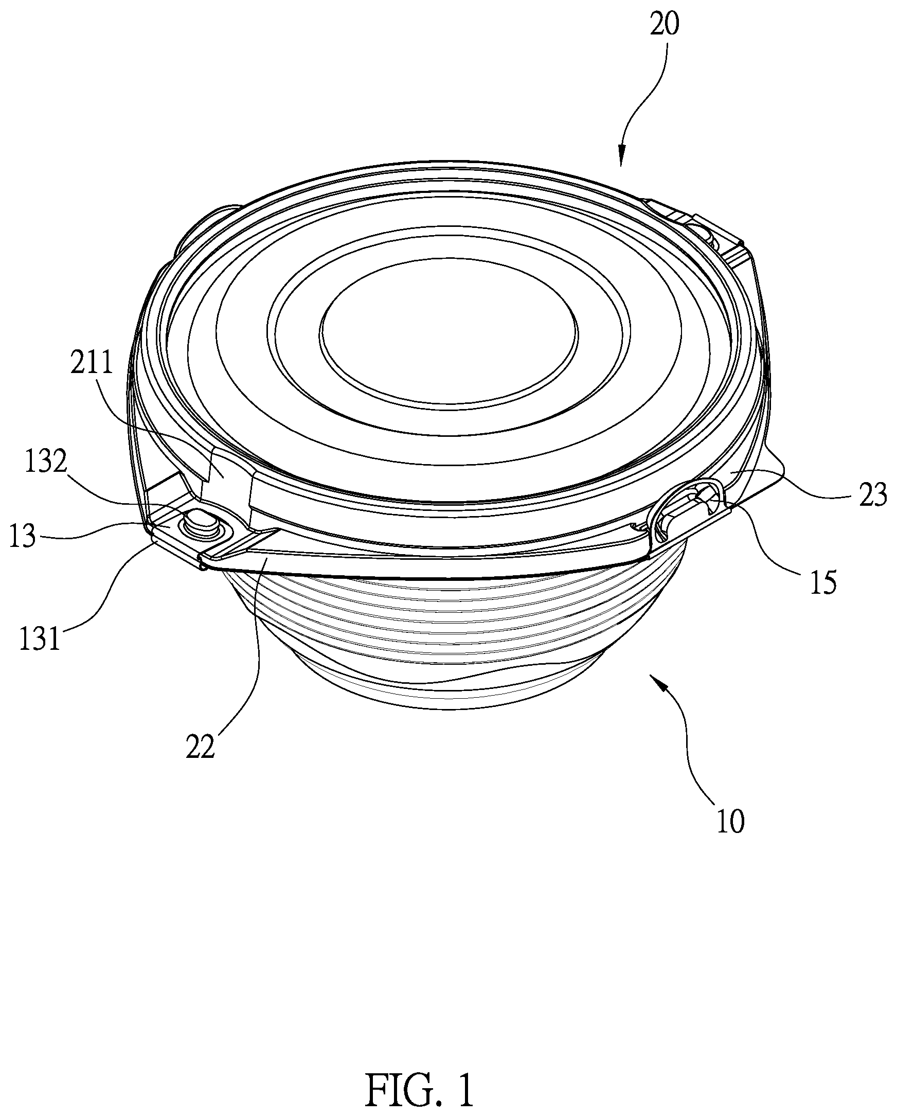 Patent US12129081 Figure 1 – Container