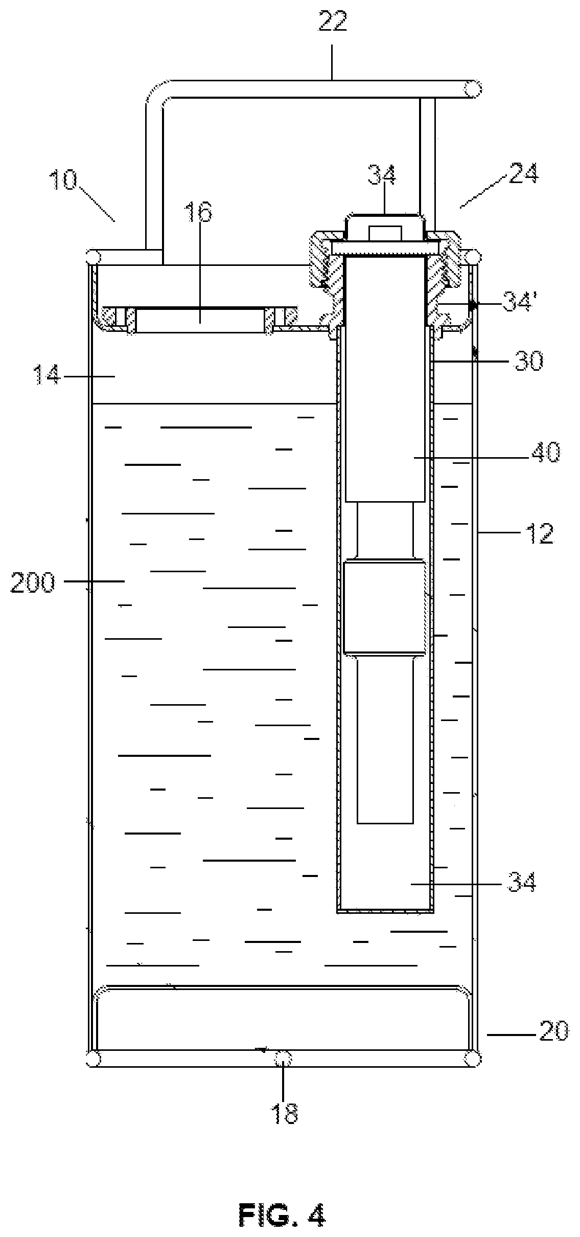 Patent US12129083 Figure 4 – Fuel container assembly