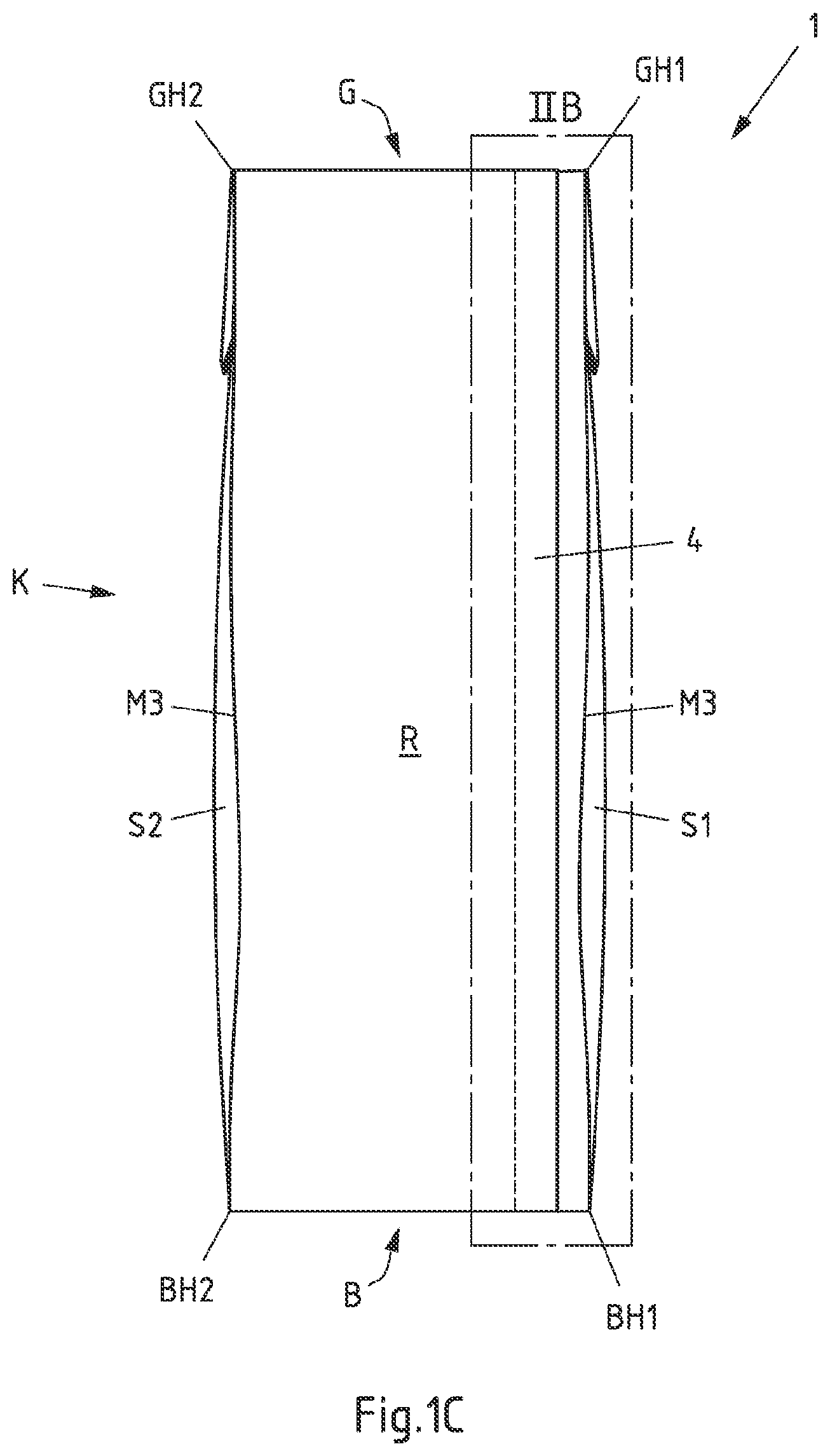 Patent US12129085 Figure 3 – Package with stress-relief panels
