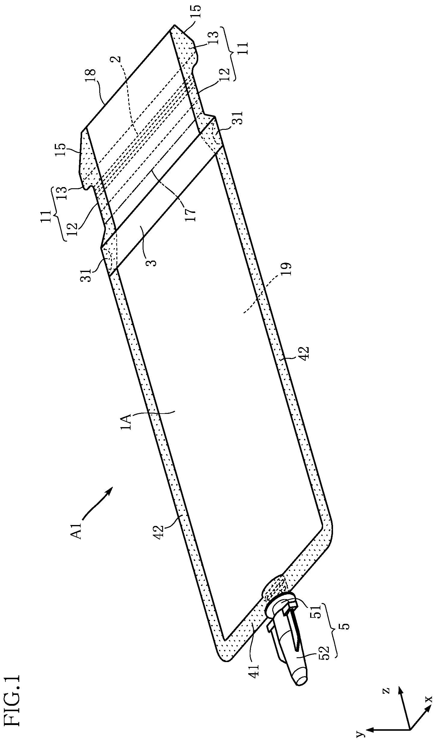 Patent US12129092 Figure 1 – Pouch-container packaging material, and pouch-container packaging body