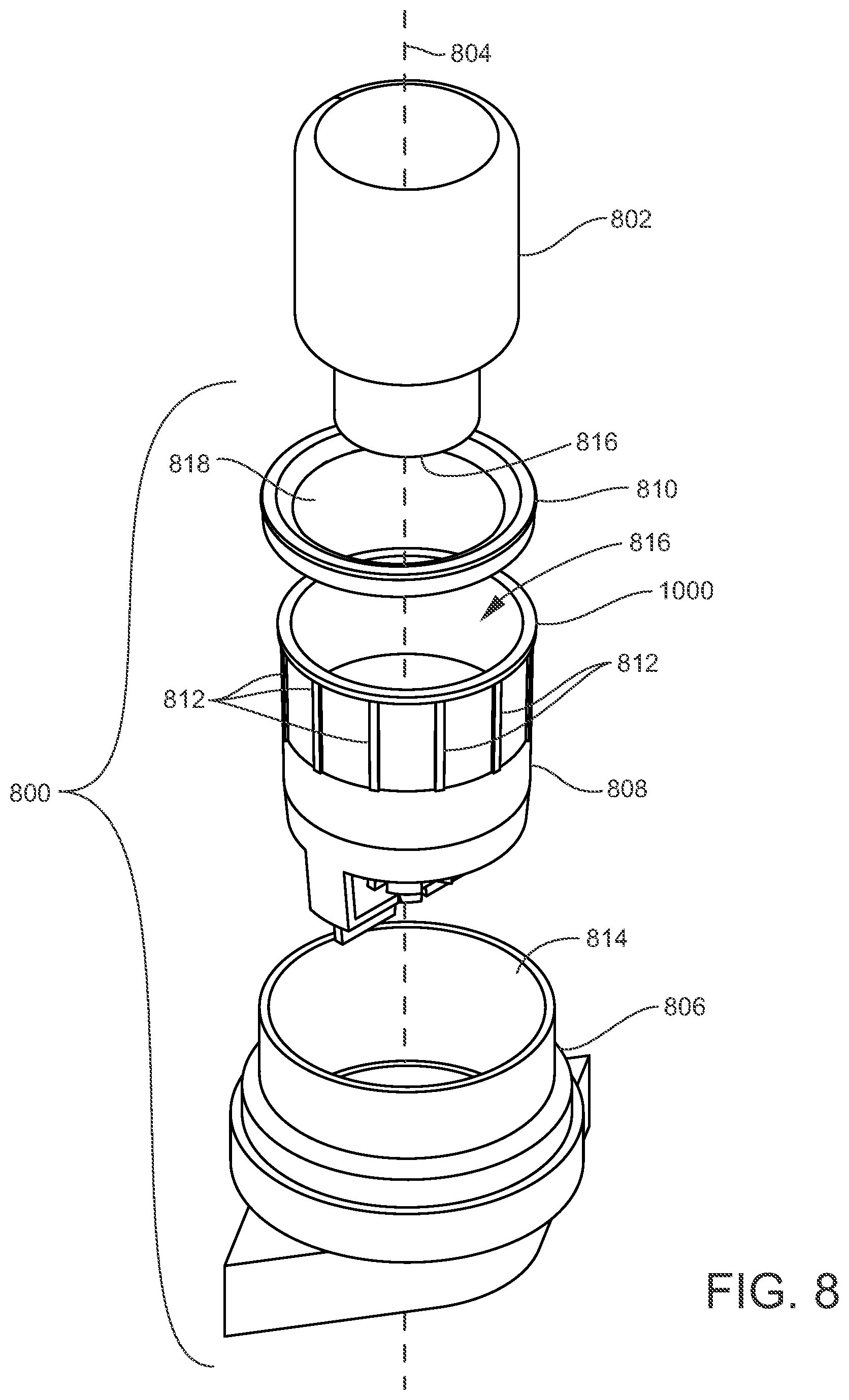 Patent US12129097 Figure 7 – Connectors and methods for contactless transfer of fluid between containers