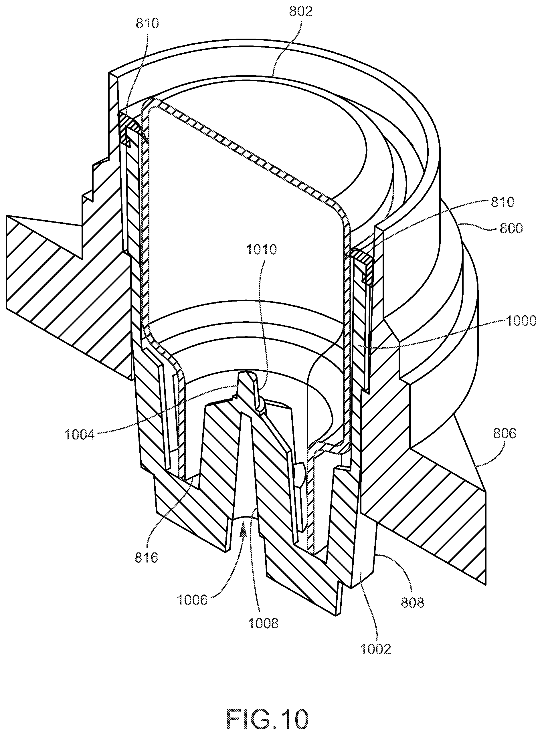 Patent US12129097 Figure 9 – Connectors and methods for contactless transfer of fluid between containers