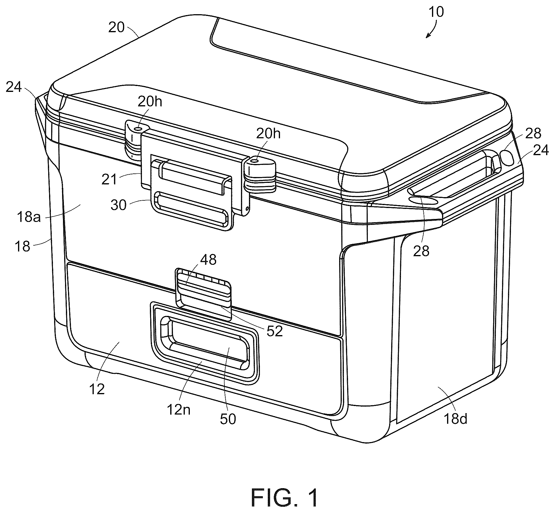 Patent US12129099 Figure 1 – Insulated container with a drawer