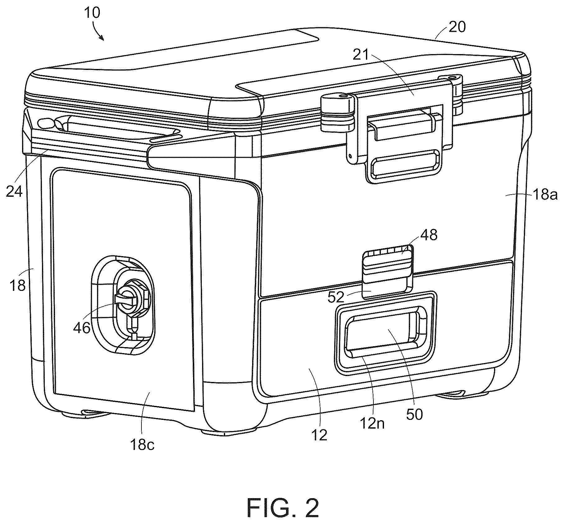 Patent US12129099 Figure 2 – Insulated container with a drawer