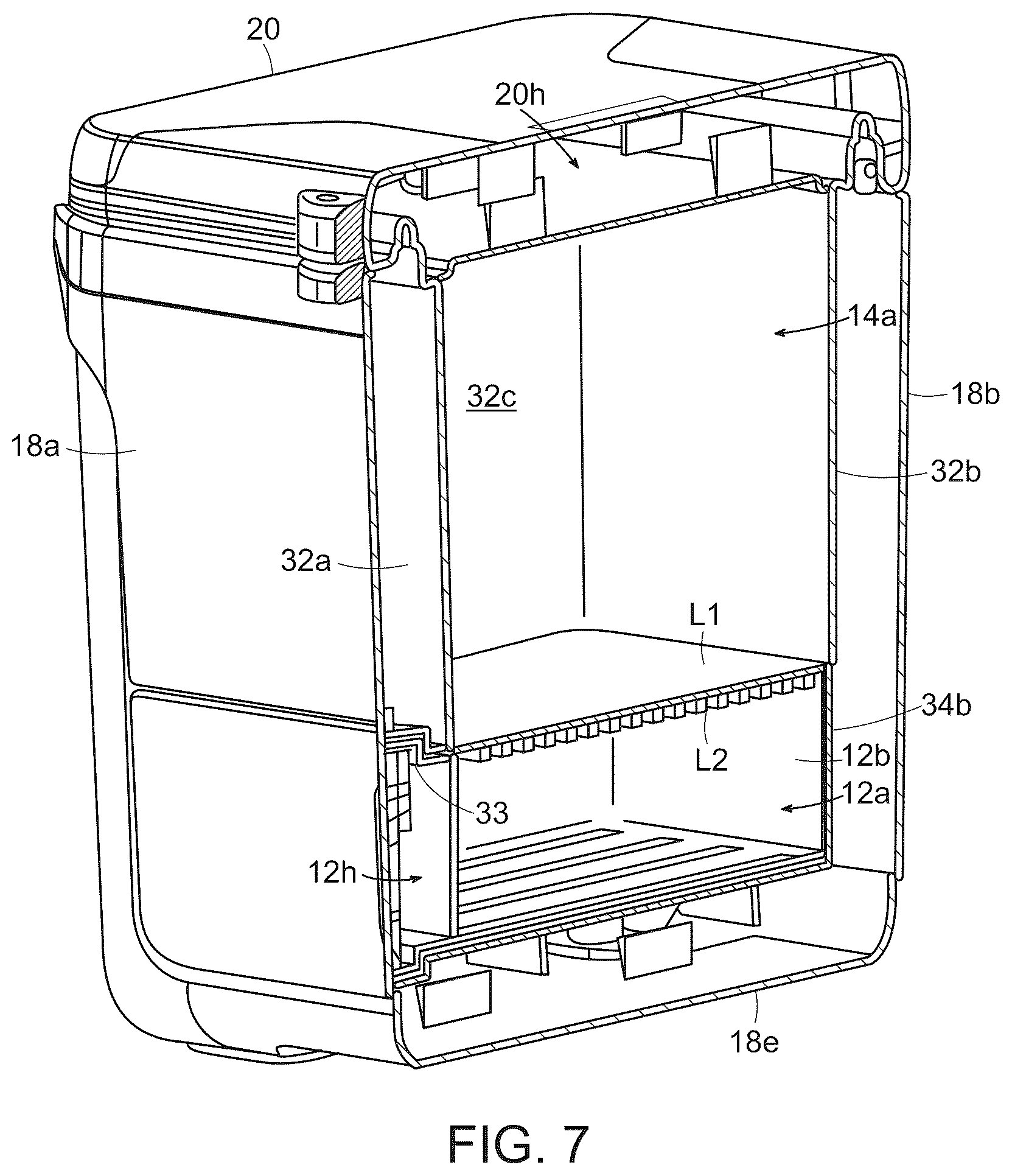 Patent US12129099 Figure 7 – Insulated container with a drawer