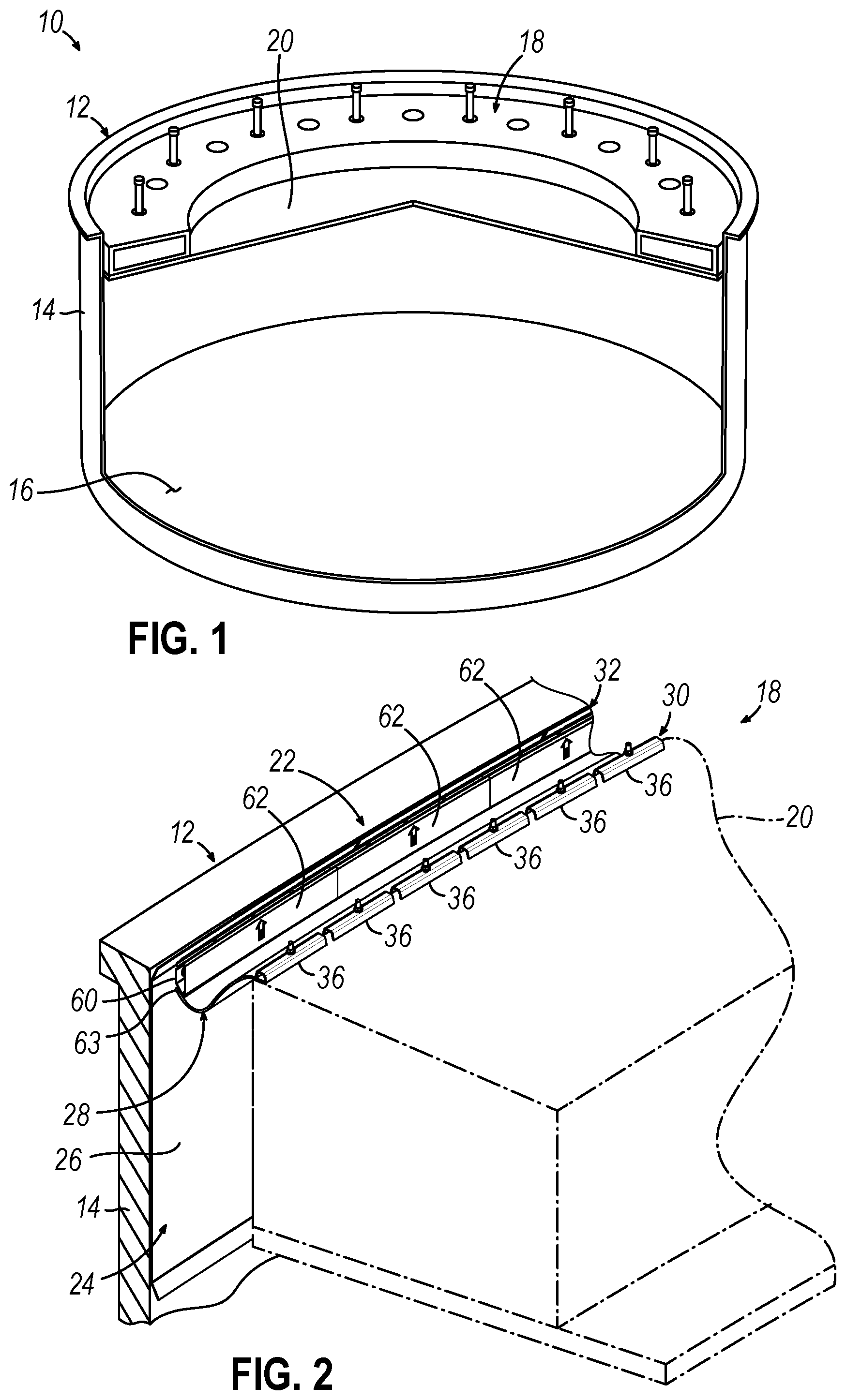 Patent US12129107 Figure 1 – Floating roof seal and related methods