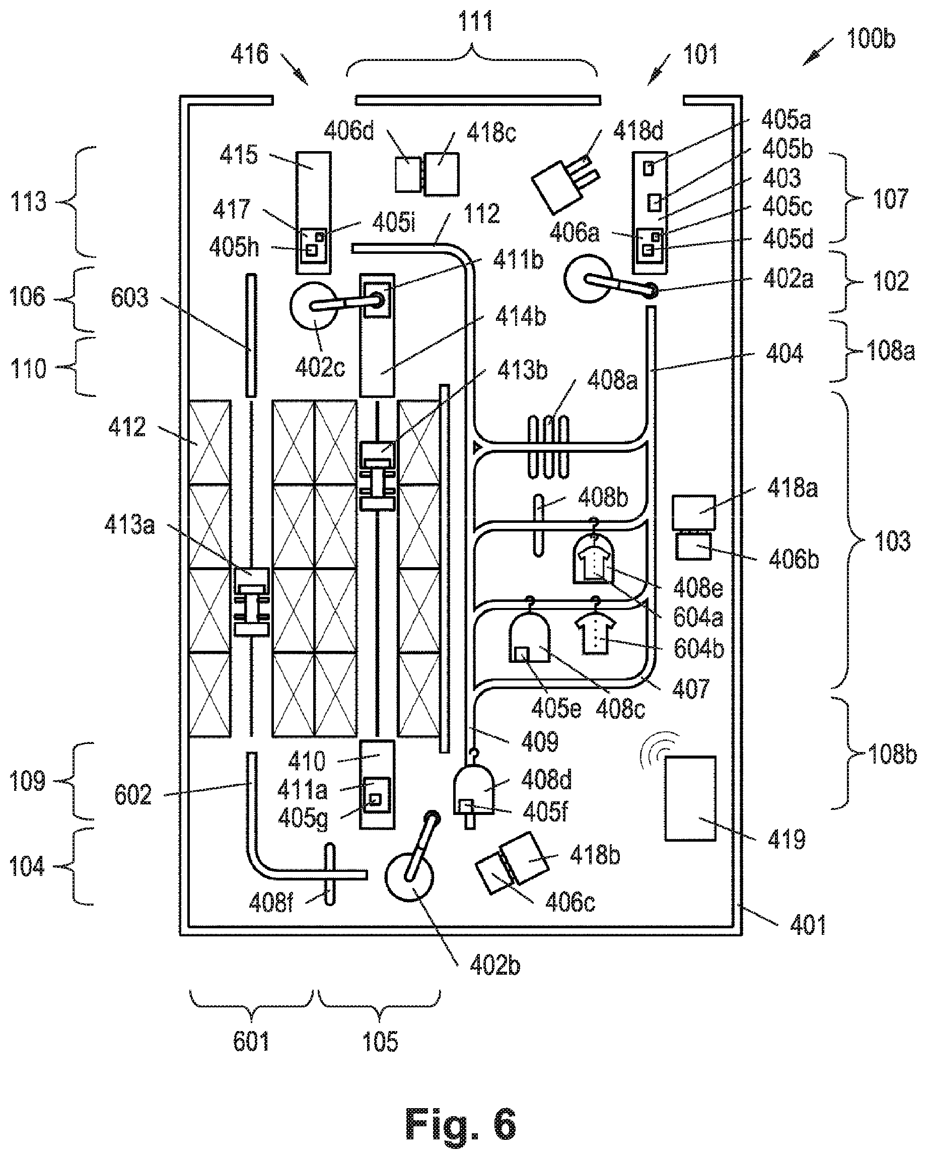 Patent US12129114 Figure 6 – Storage and picking system having improved stocking performance and method for operating same