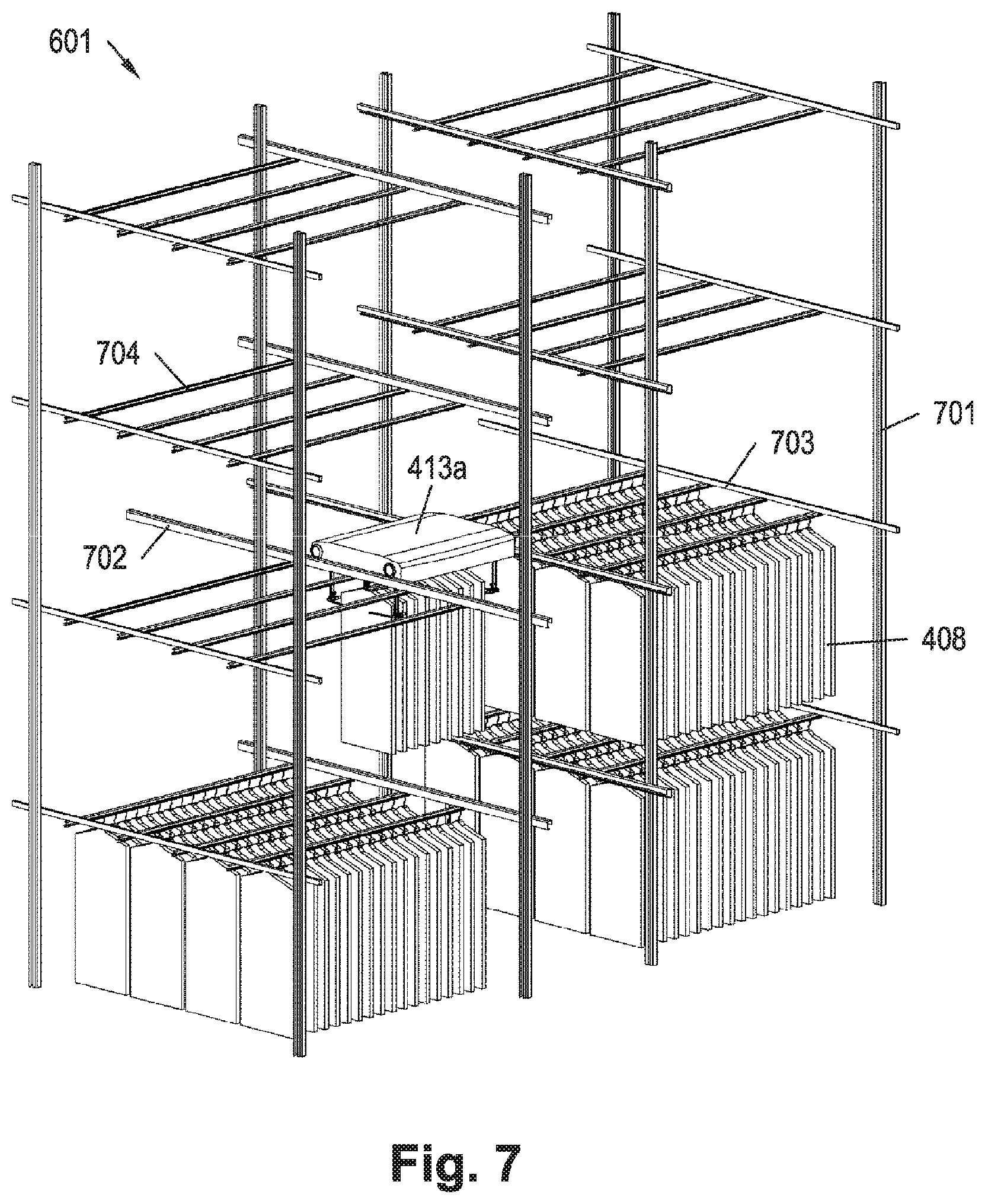Patent US12129114 Figure 7 – Storage and picking system having improved stocking performance and method for operating same