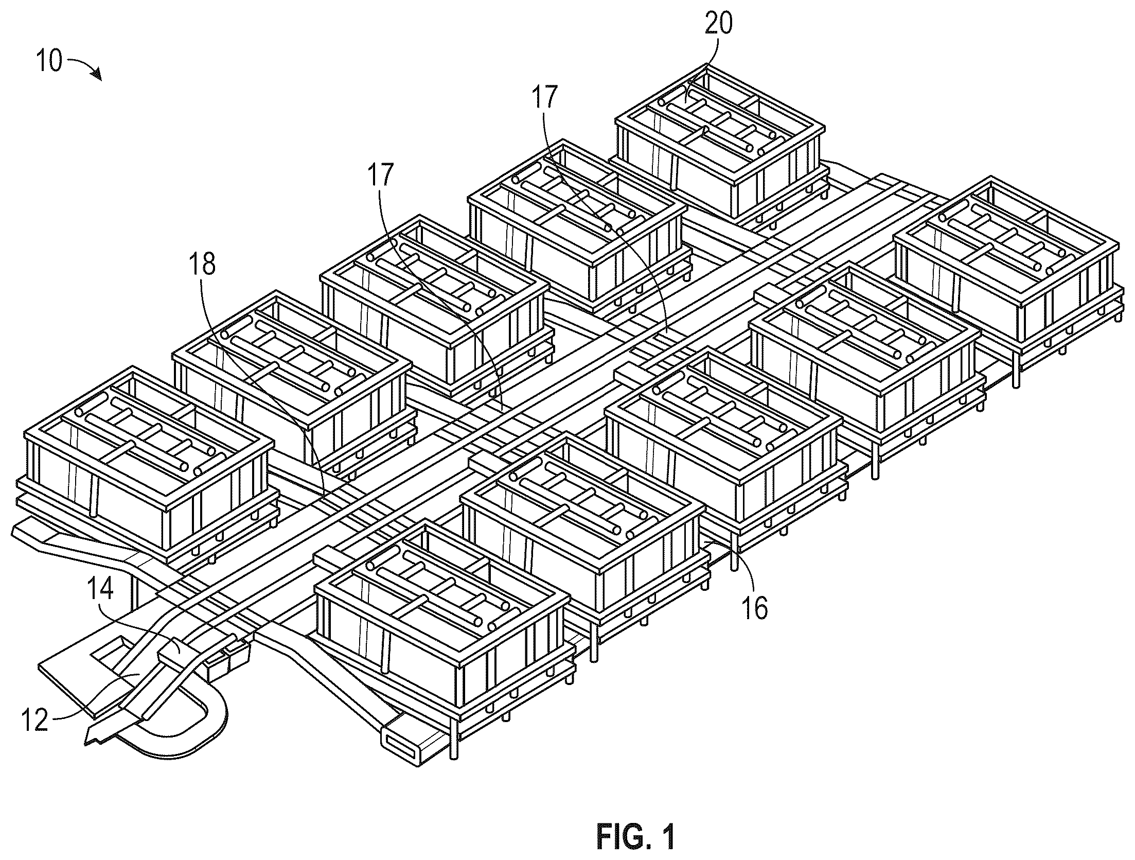 Patent US12129122 Figure 1 – Modular inventory handling system and method