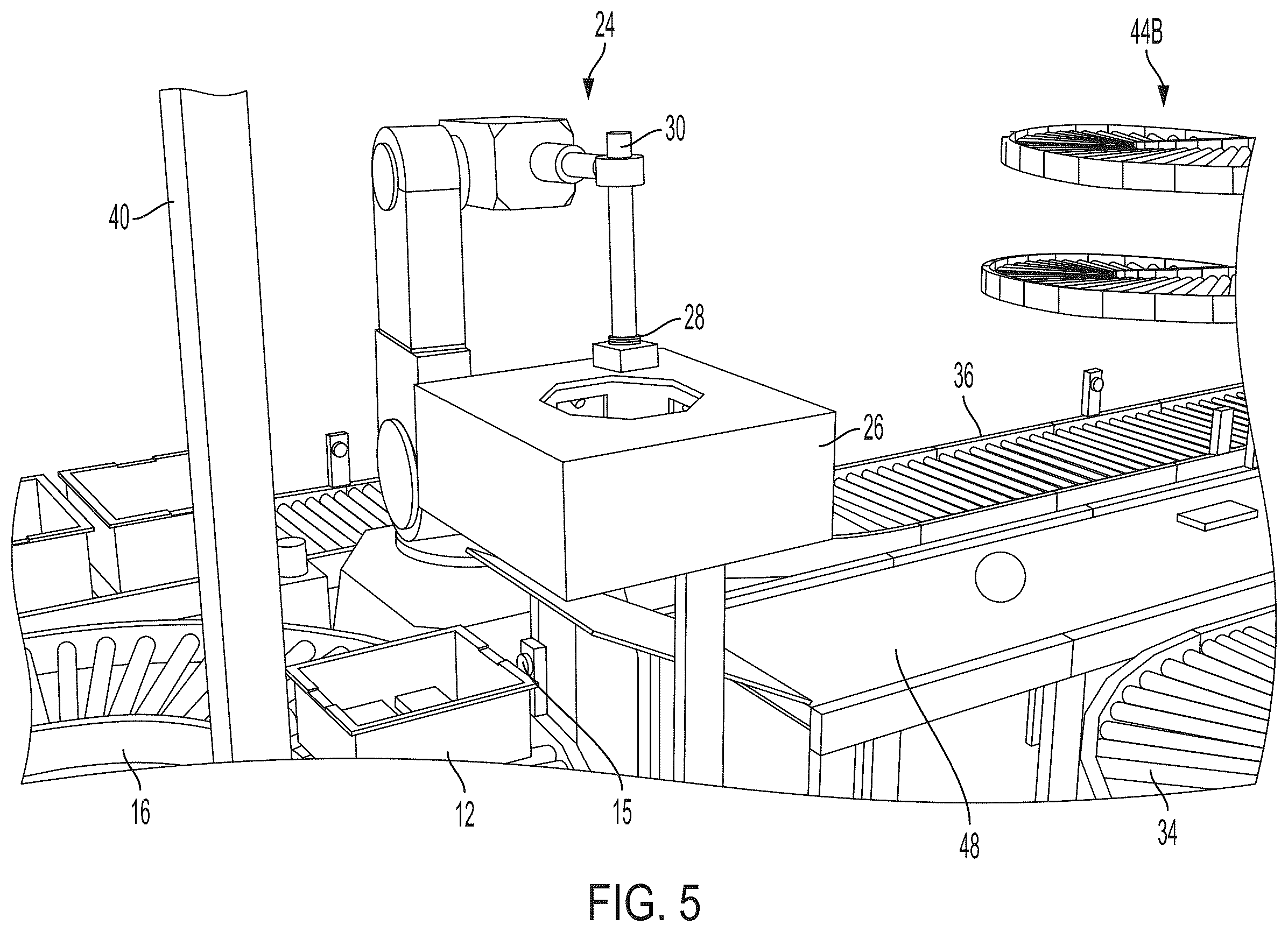 Patent US12129125 Figure 4 – Systems and methods for providing order fulfillment using a conveyor takeaway system