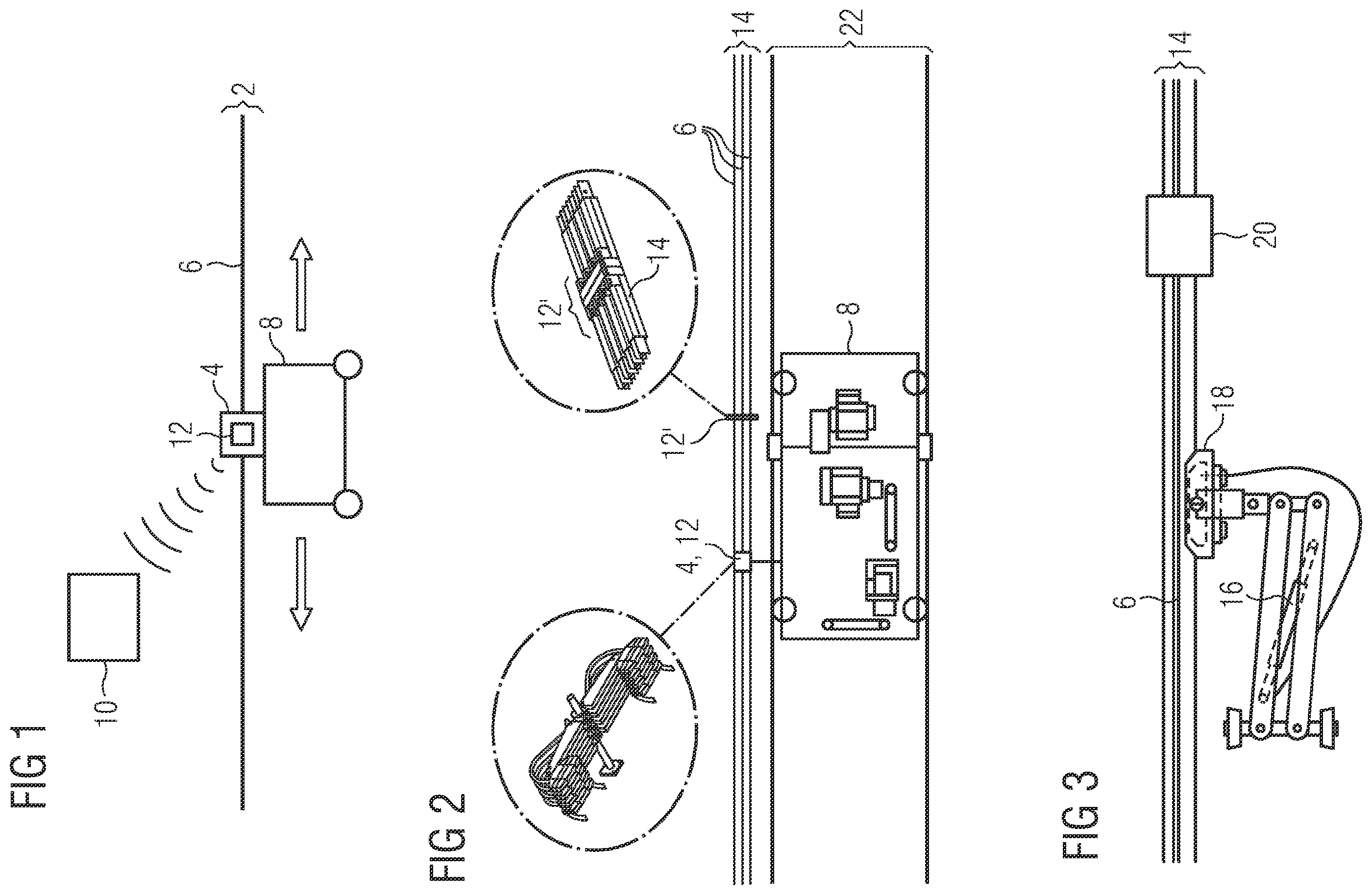 Patent US12129126 Figure 1 – Device and method for detecting wear of a transport system having sliding contacts