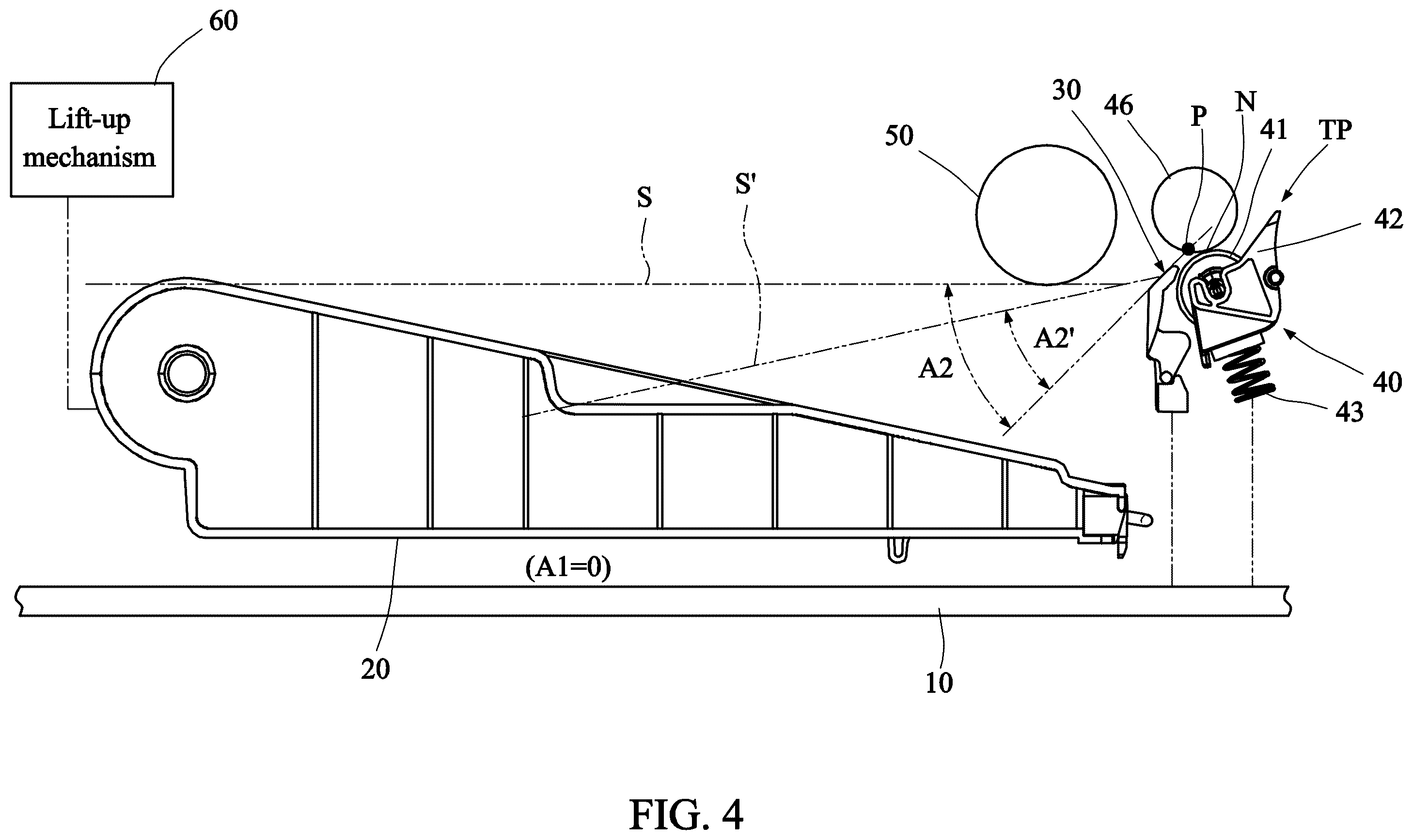 Patent US12129136 Figure 4 – Sheet input module having interlocking sheet-stopper structure and printing device using such sheet input module