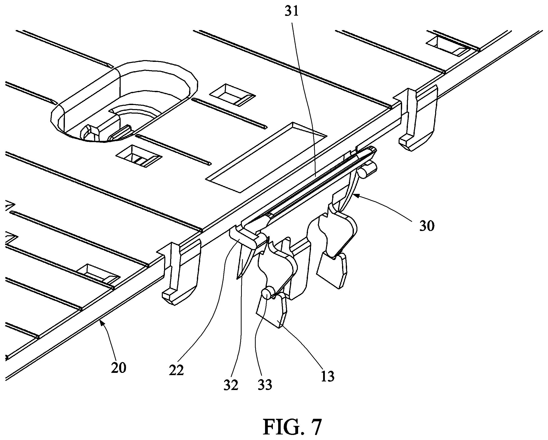 Patent US12129136 Figure 7 – Sheet input module having interlocking sheet-stopper structure and printing device using such sheet input module