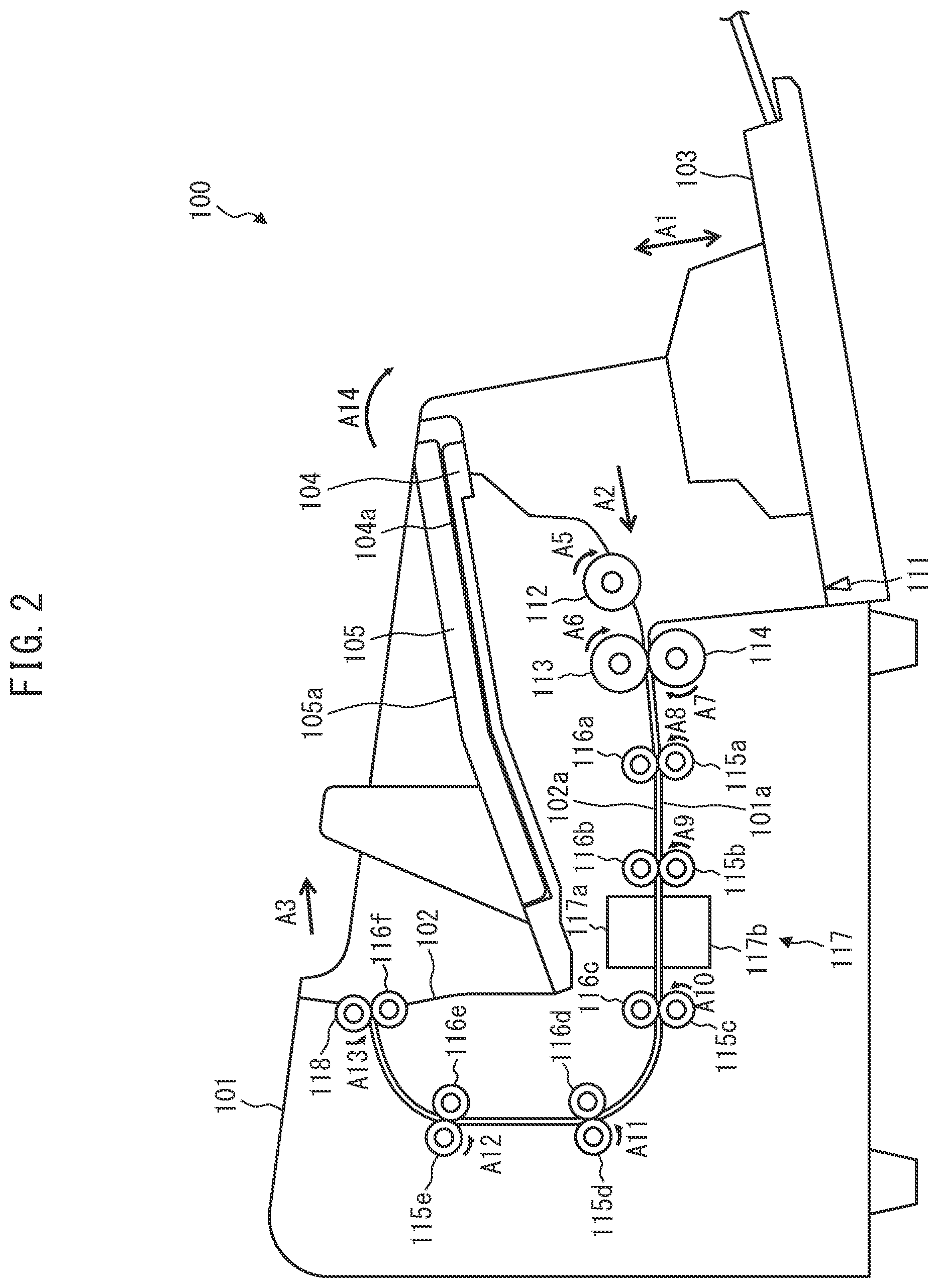 Patent US12129141 Figure 2 – Medium ejection apparatus to change angle of extension tray