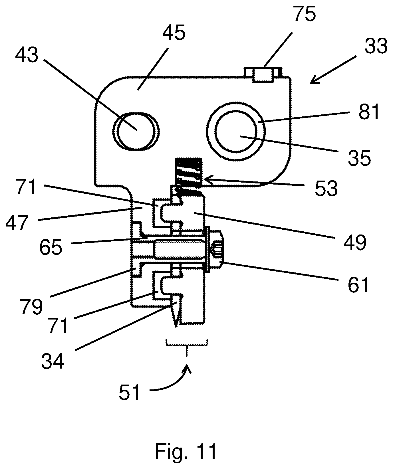Patent US12129142 Figure 11 – Cutter for self-adhesive linerless endless tape labels