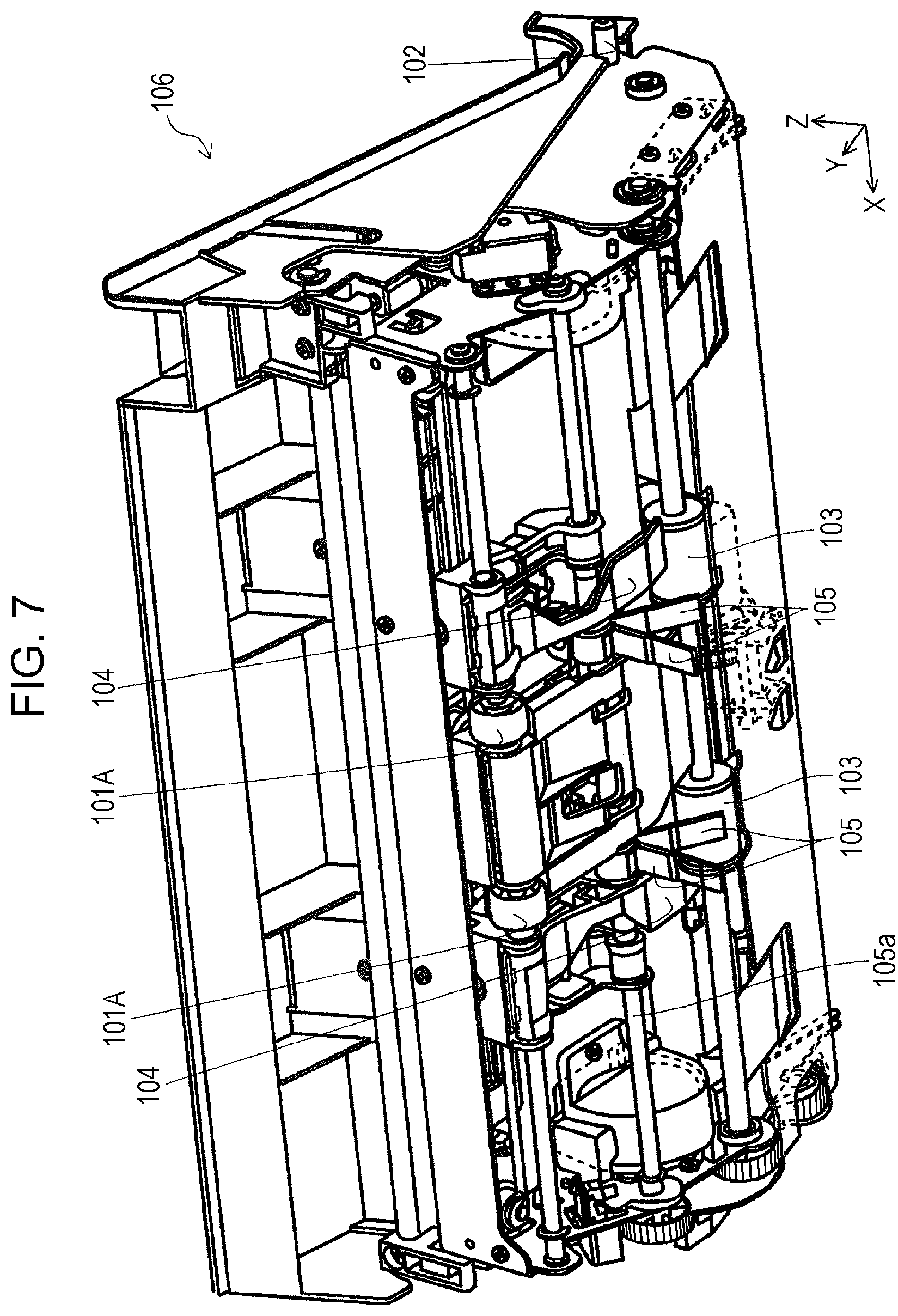 Patent US12129143 Figure 7 – Media processing apparatus and recording apparatus