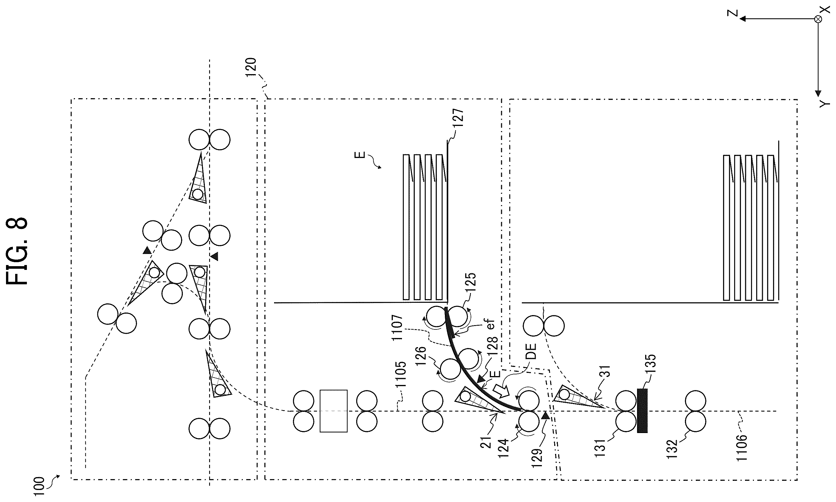 Patent US12129145 Figure 8 – Enclosing apparatus and image forming system