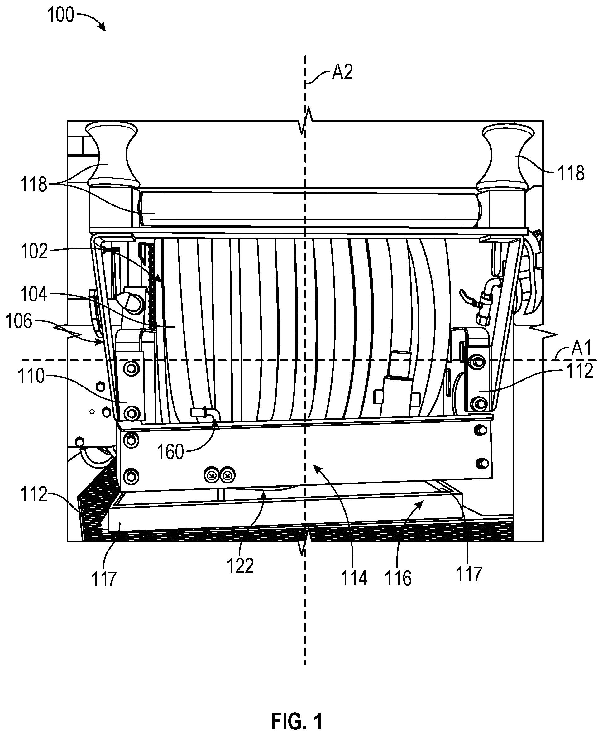 Patent US12129147 Figure 1 – Rotating reel system