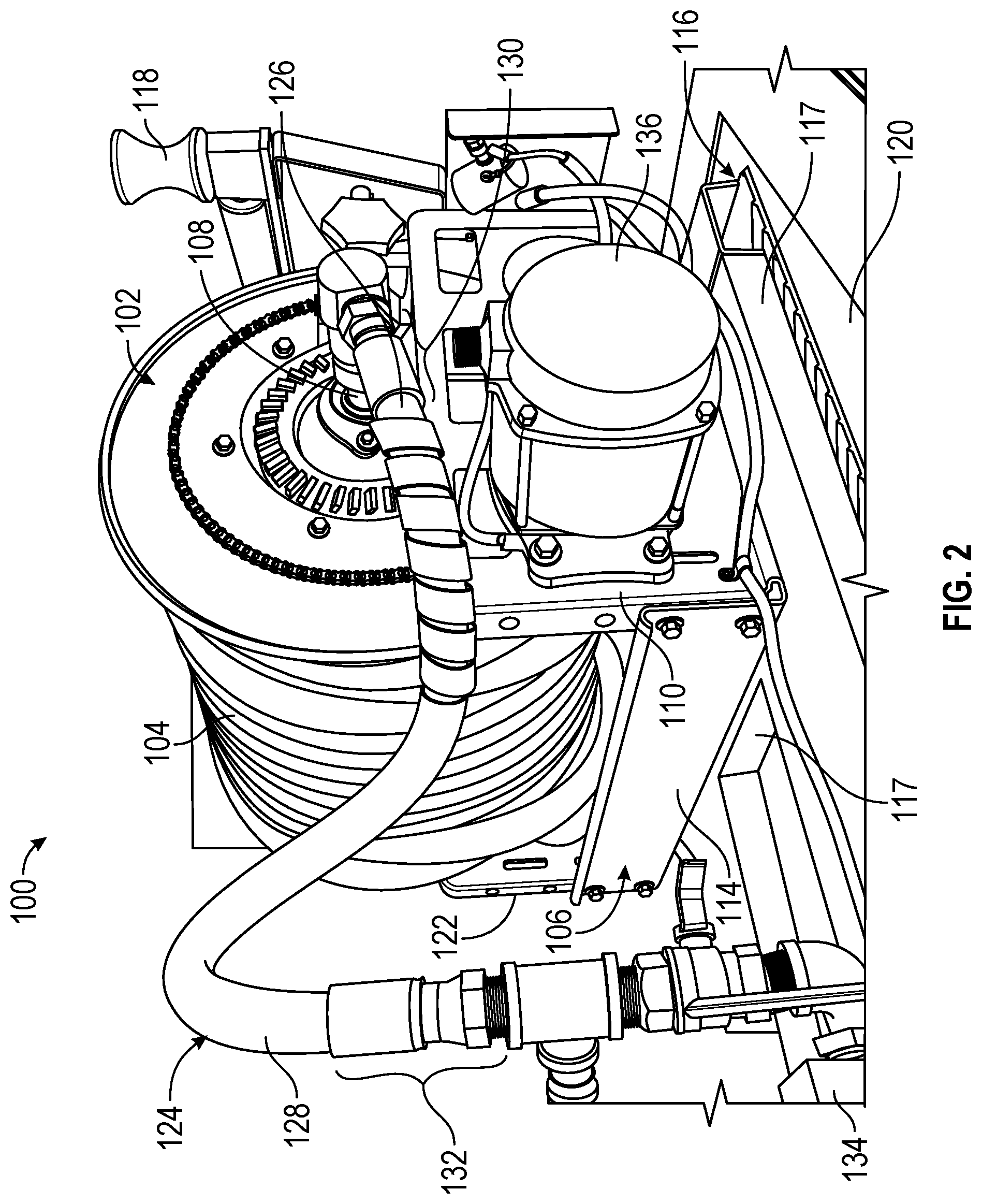Patent US12129147 Figure 2 – Rotating reel system